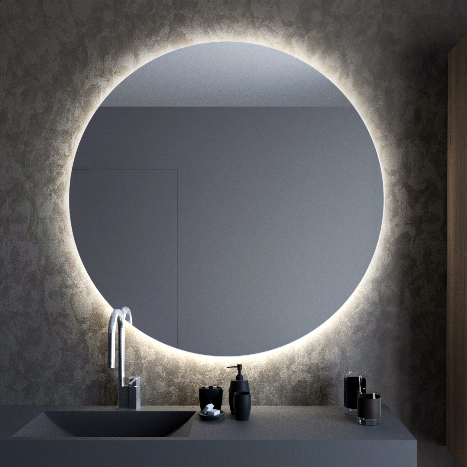 Darmowa Dostawa - Lustro 100x100 cm okrągłe z oświetleniem Baltica Design Bright 5904107912707