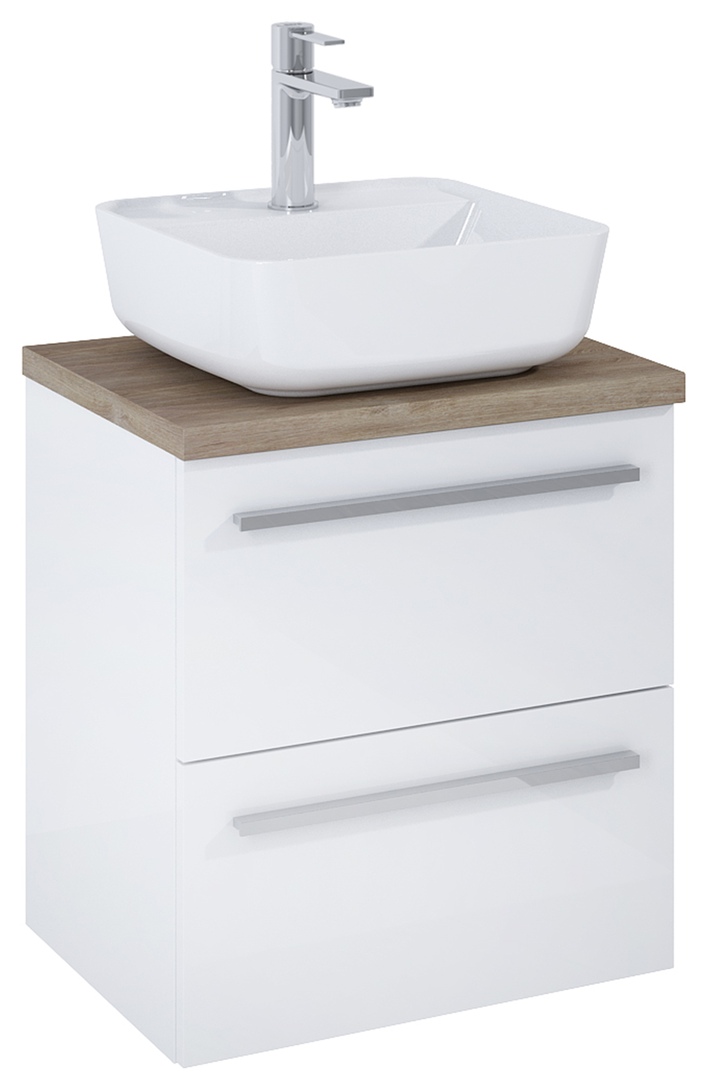 Darmowa Dostawa - Umywalka z szafką i blatem 50.6 cm białą Roca Kwadro A852450806