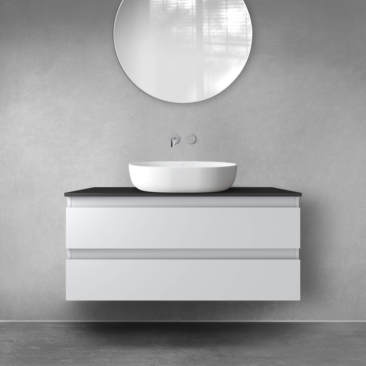 Darmowa Dostawa - Szafka z blatem 100x46.4x48.6 cm podumywalkowa wisząca czarna Oltens Vernal 68120700