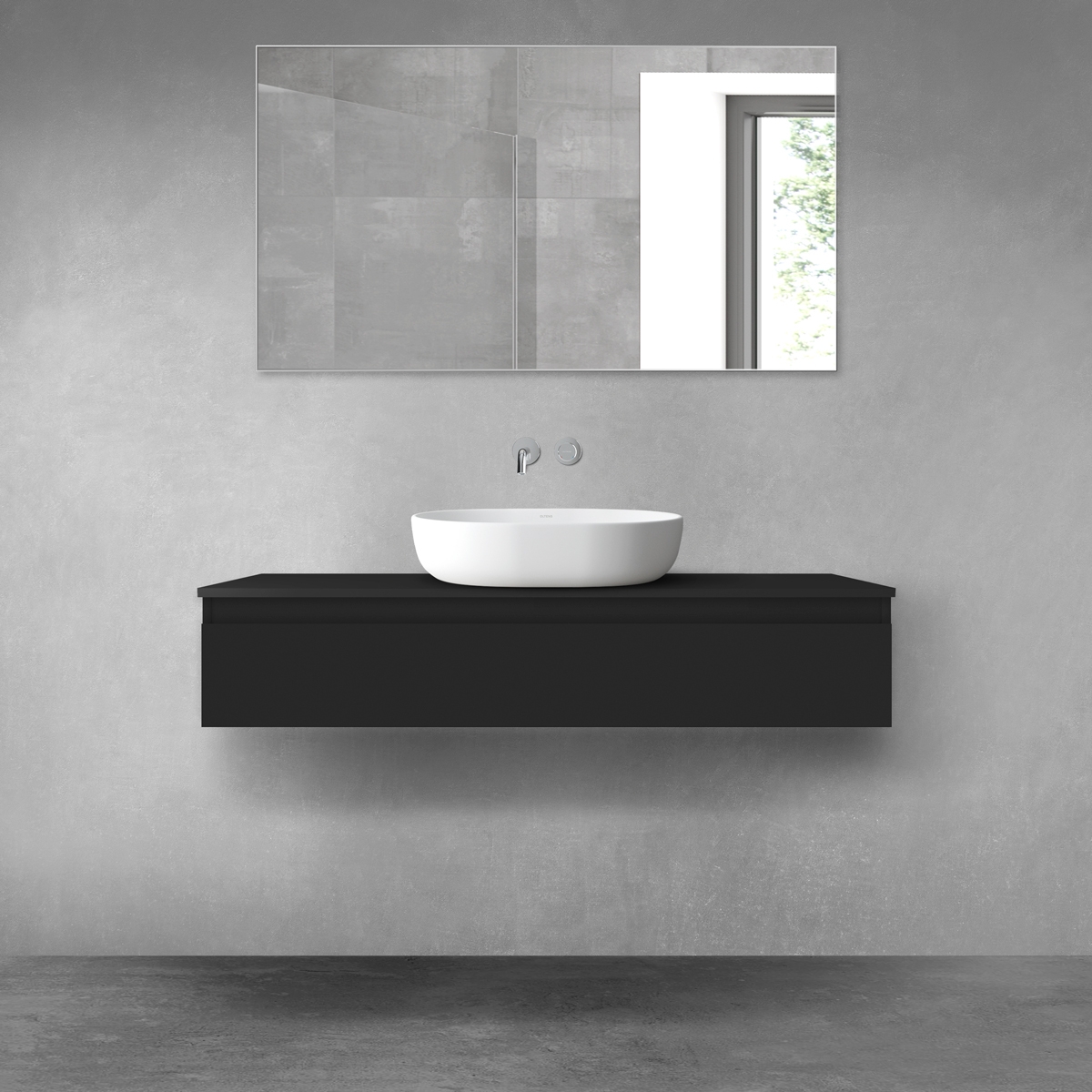 Darmowa Dostawa - Szafka z blatem 120x46.4x25.2 cm podumywalkowa wisząca czarna Oltens Vernal 68128300