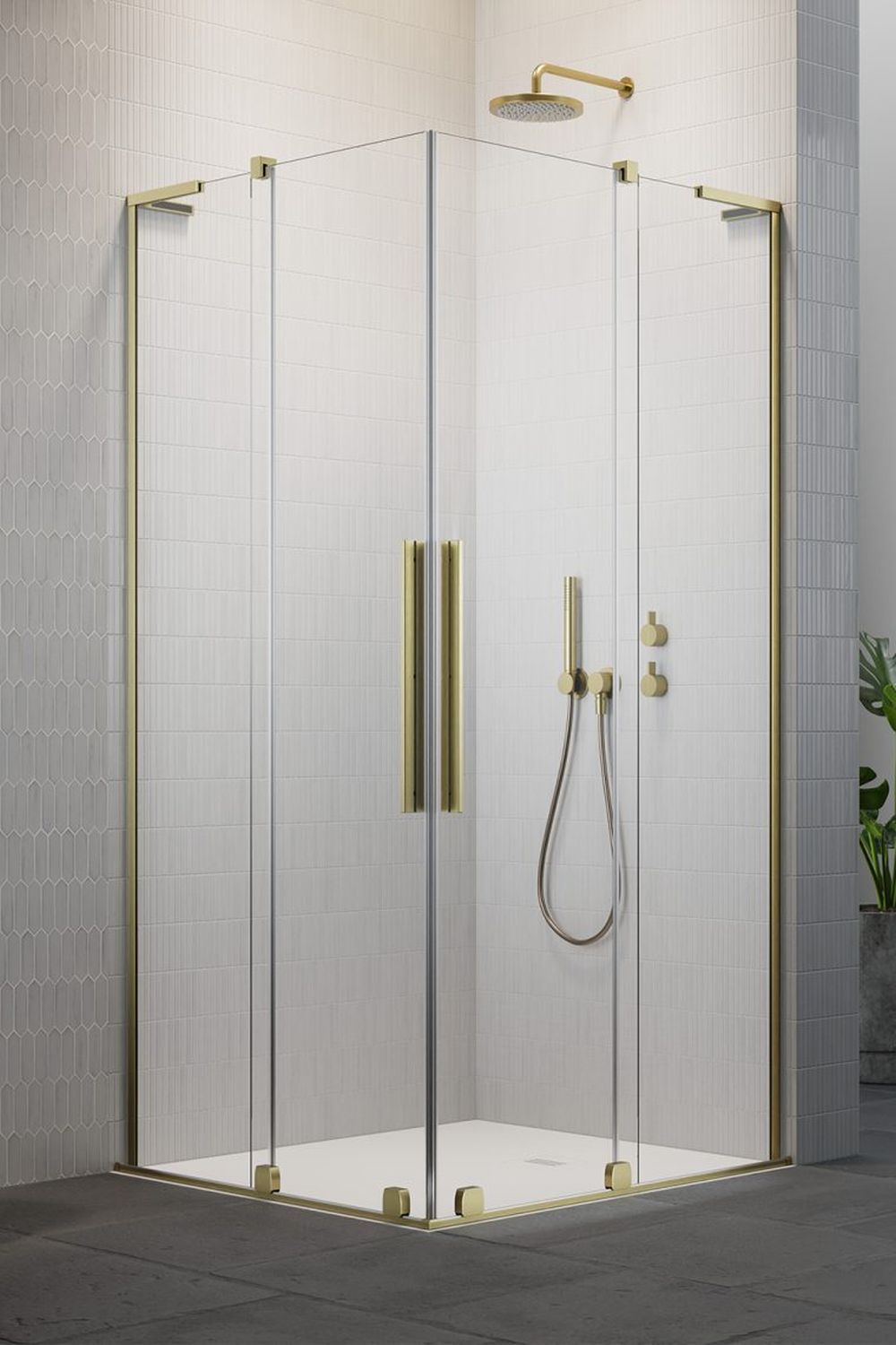 Darmowa Dostawa - Kabina prysznicowa część prawa 100x100 cm kwadratowa Radaway Furo SL Brushed Gold KDD 103051009901R