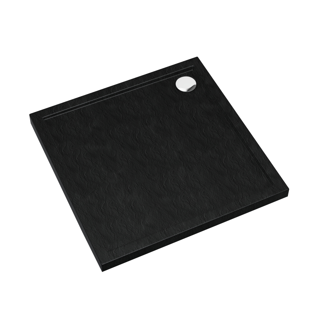 Darmowa Dostawa - Brodzik kwadratowy 80x80 cm czarny Schedline Collection Sharper Black Stone 3SS1K8080CST
