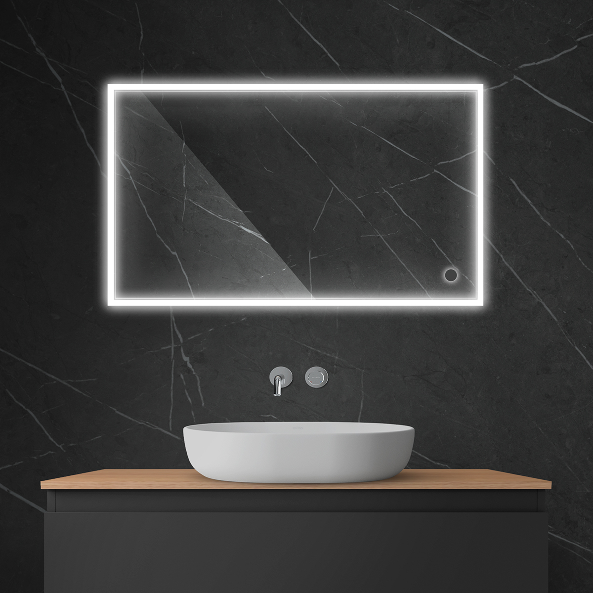 Darmowa Dostawa - Lustro 60x100 cm prostokątne z oświetleniem z matą grzewczą Oltens Nordlis 64106000