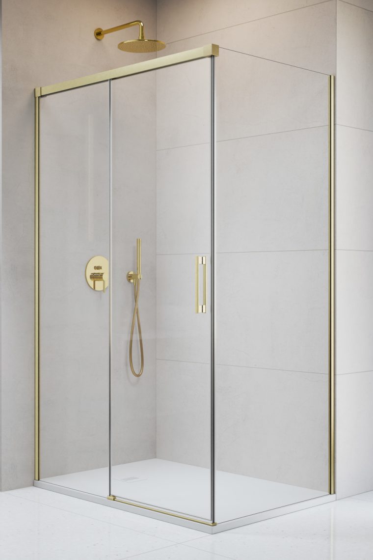 Darmowa Dostawa - Drzwi prysznicowe 120 cm rozsuwane złoty szczotkowany/szkło przezroczyste Radaway Idea 8 Brushed Gold KDJ 103406209901L/103505530101