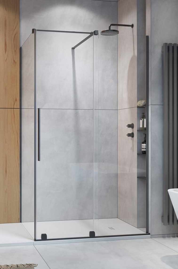 Darmowa Dostawa - Drzwi prysznicowe 120 cm rozsuwane Radaway Furo Brushed Gunmetal KDJ 101046229201R/101105800101
