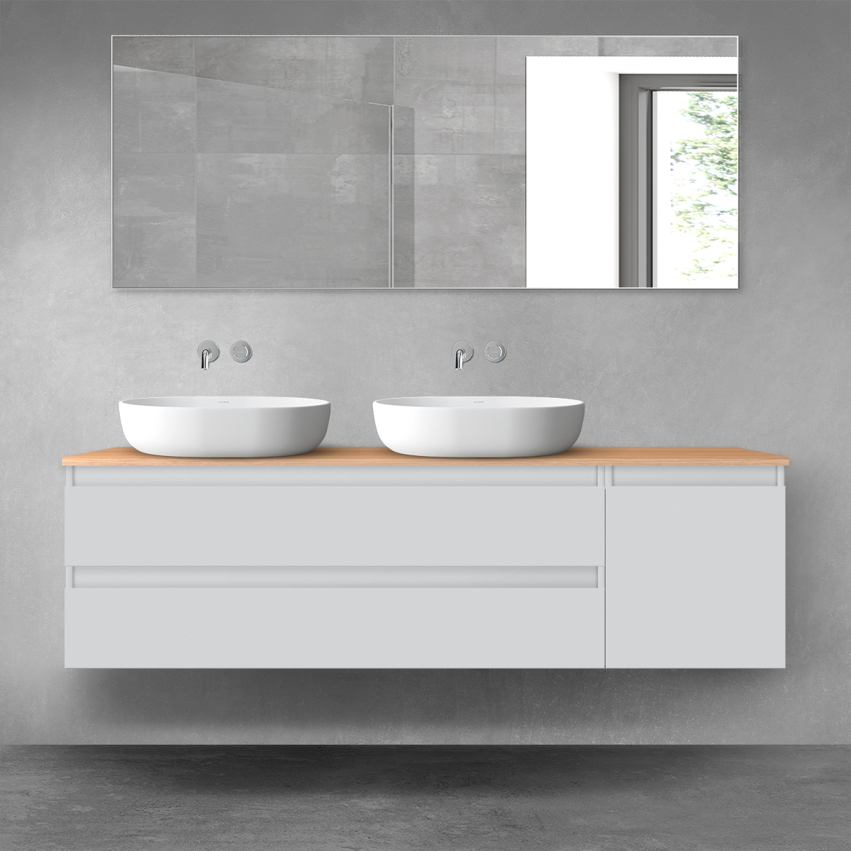 Darmowa Dostawa - Szafka 160x46.4x48.6 cm podumywalkowa wisząca szara-dab Oltens Vernal 68480700