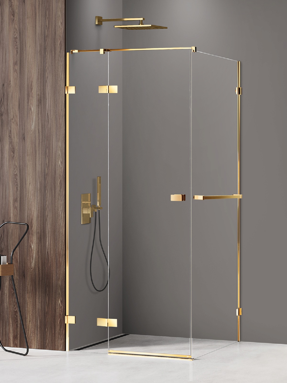 Darmowa Dostawa - Kabina prysznicowa 120x110 cm prostokątna złoty połysk/szkło przezroczyste New Trendy Avexa Gold Shine EXK3190