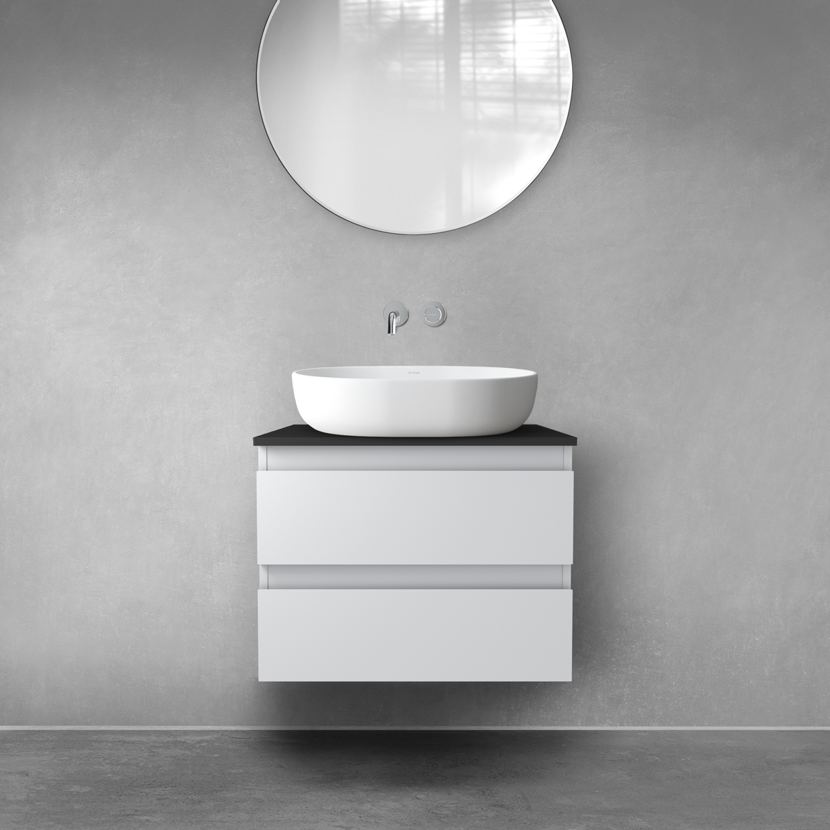 Darmowa Dostawa - Szafka z blatem 60x46.4x48.6 cm podumywalkowa wisząca czarna Oltens Vernal 68118700