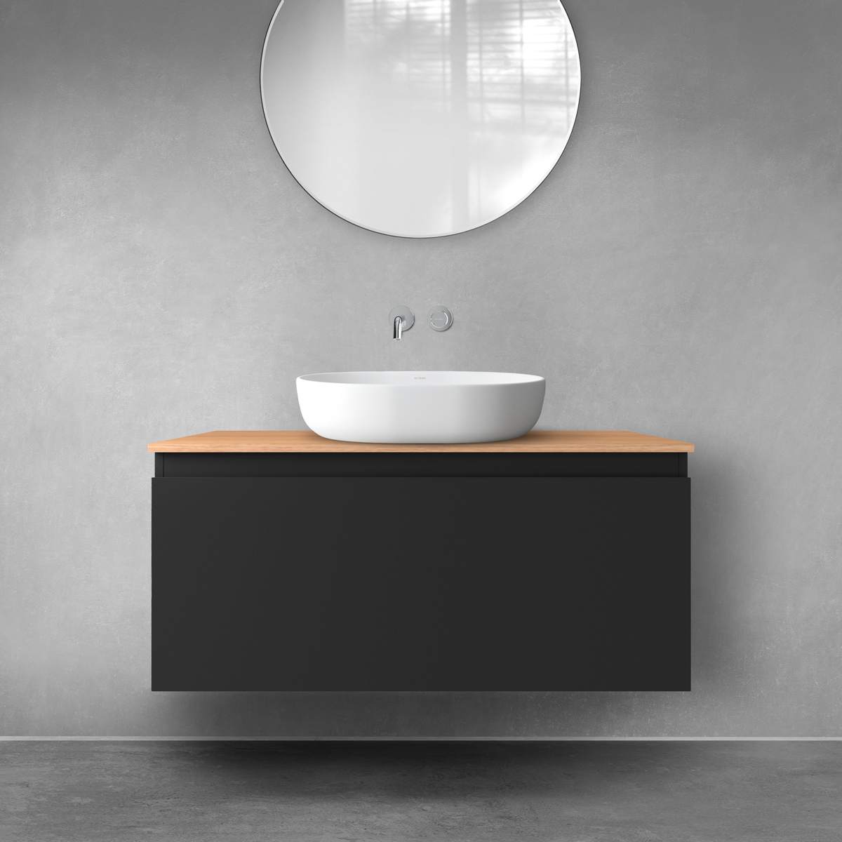 Darmowa Dostawa - Szafka z blatem 100x46.4x48.6 cm podumywalkowa wisząca czarna Oltens Vernal 68113300