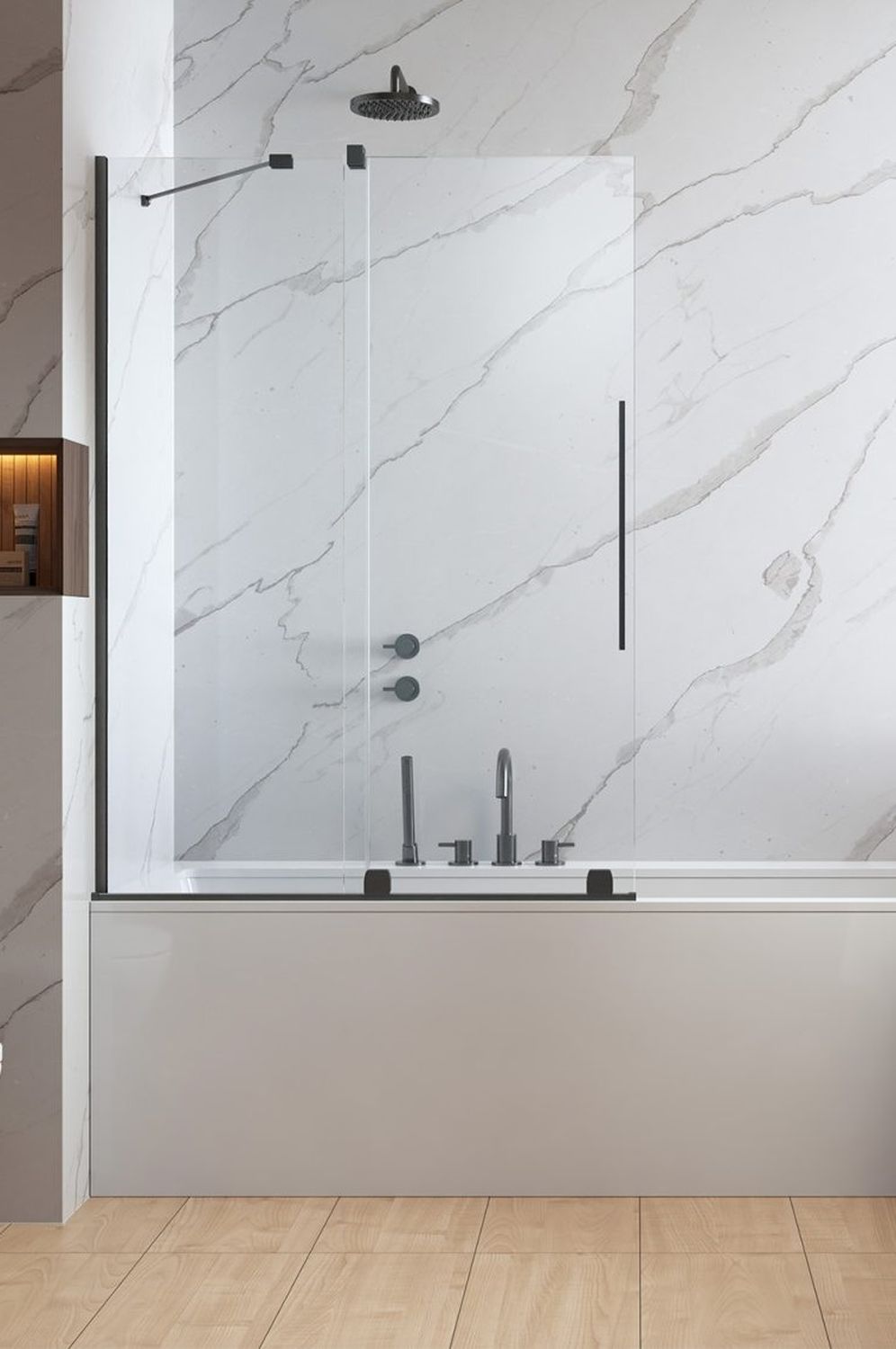 Darmowa Dostawa - Parawan nawannowy dwuczęściowy Radaway Furo Brushed Gunmetal PND II 101096389201L/101125940101