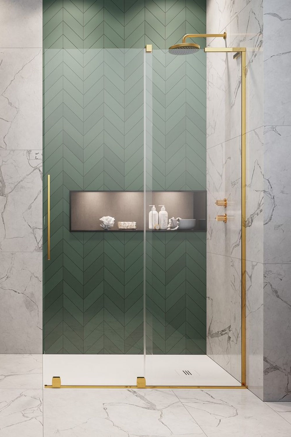 Darmowa Dostawa - Drzwi prysznicowe 120 cm rozsuwane Radaway Furo SL Gold Walk-In 103066380901R/101105940101