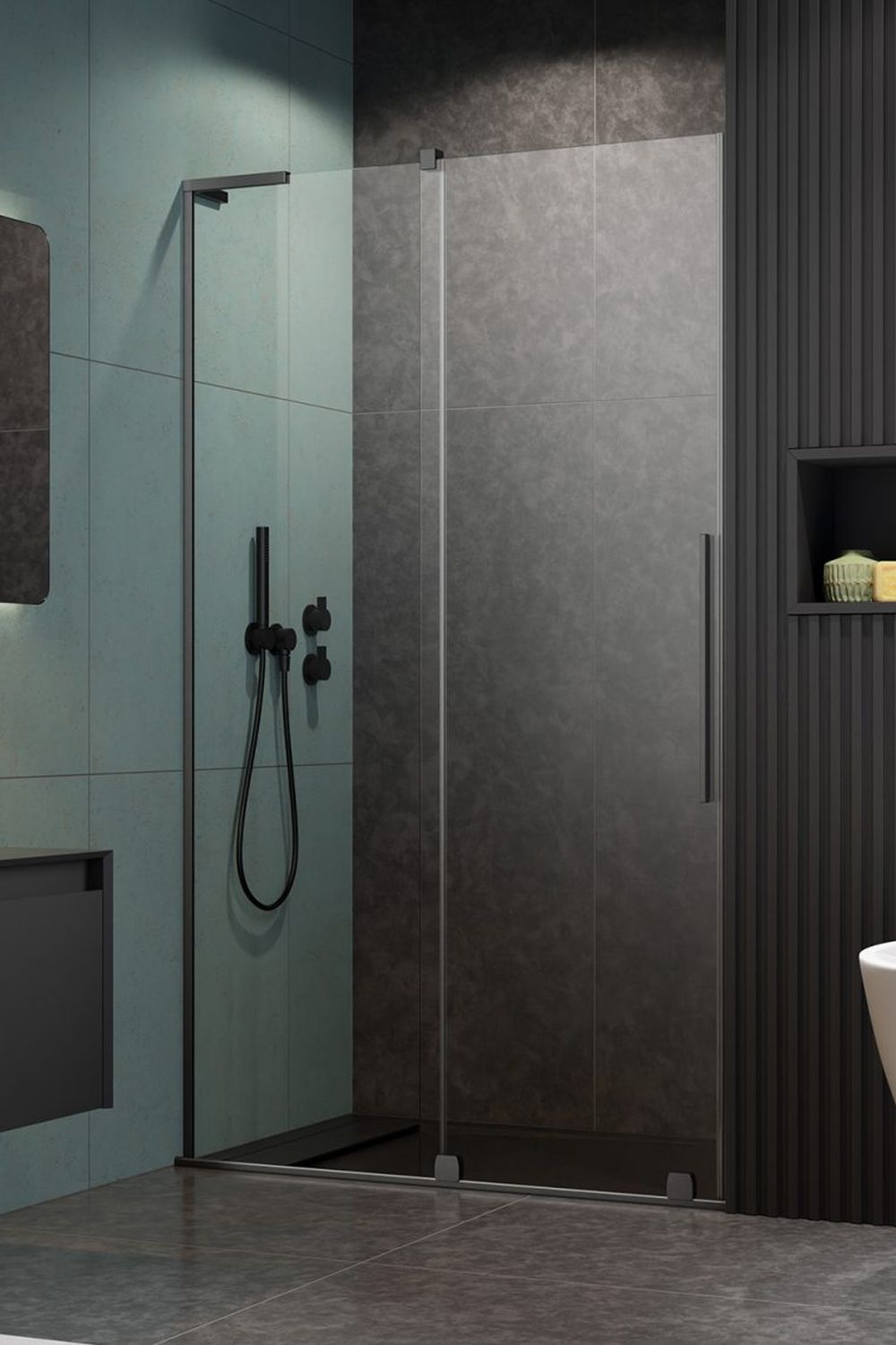 Darmowa Dostawa - Drzwi prysznicowe 120 cm rozsuwane Radaway Furo SL Brushed Gunmetal DWJ 103076229201L/101105800101
