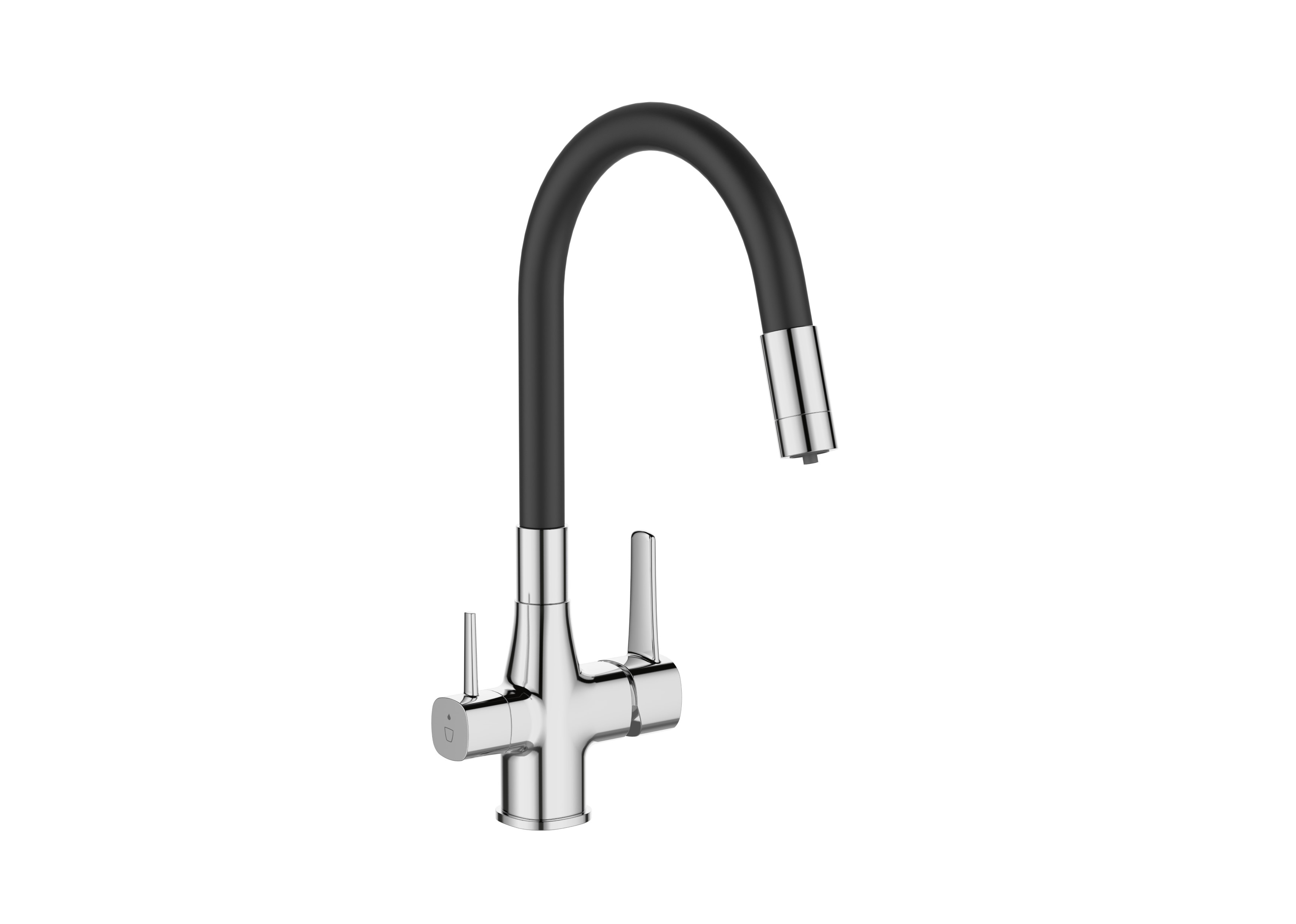 Darmowa Dostawa - Bateria kuchenna z filtrem stojąca chrom-czarna Invena Glamour BZ02F08