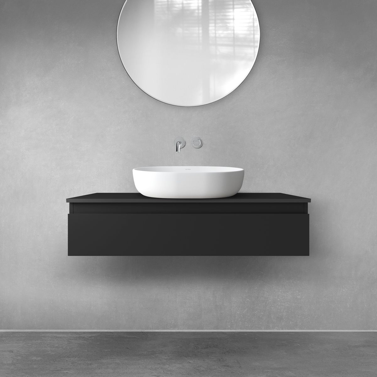 Darmowa Dostawa - Szafka z blatem 100x46.4x25.2 cm podumywalkowa wisząca czarna Oltens Vernal 68102300