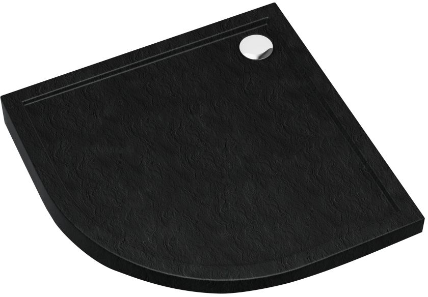 Darmowa Dostawa - Brodzik półokrągły 80x80 cm czarny Schedpol Caspar New Black Stone 32333CST