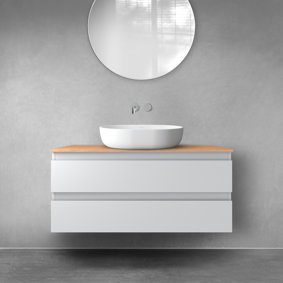 Darmowa Dostawa - Szafka z blatem 100x46.4x48.6 cm podumywalkowa wisząca szara Oltens Vernal 68126700