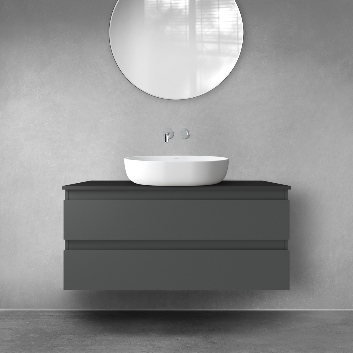 Darmowa Dostawa - Szafka z blatem 100x46.4x48.6 cm podumywalkowa wisząca czarna Oltens Vernal 68120400