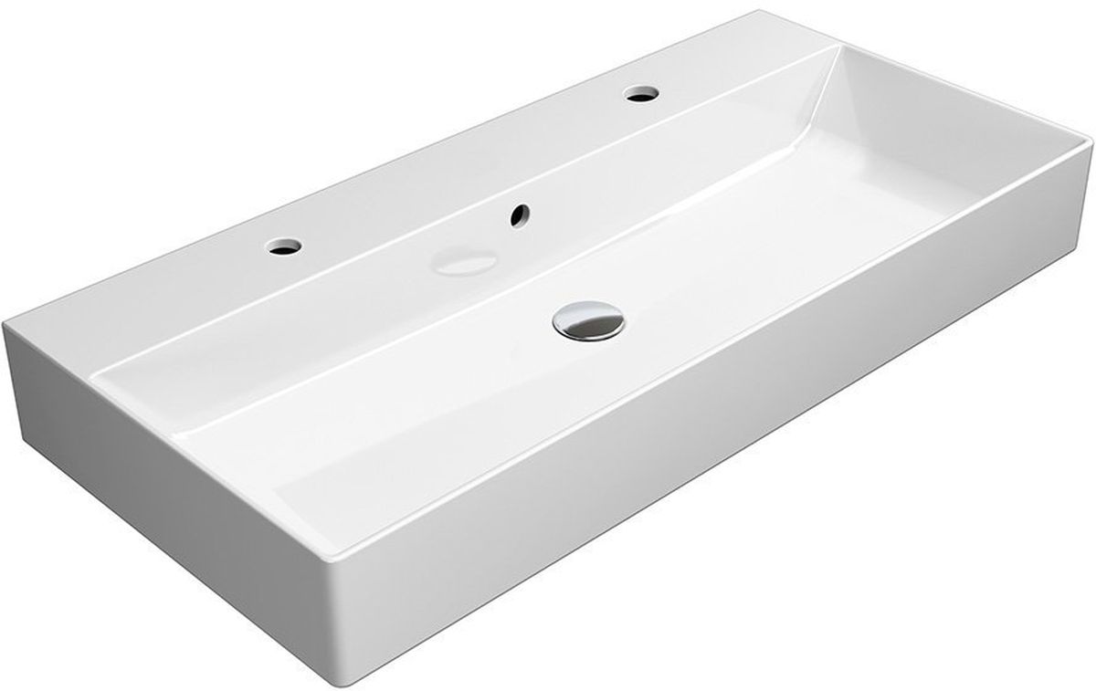Darmowa Dostawa - Umywalka 100x47 cm prostokątna ścienna-nablatowa-podwójna biała GSI Kube X 9423211