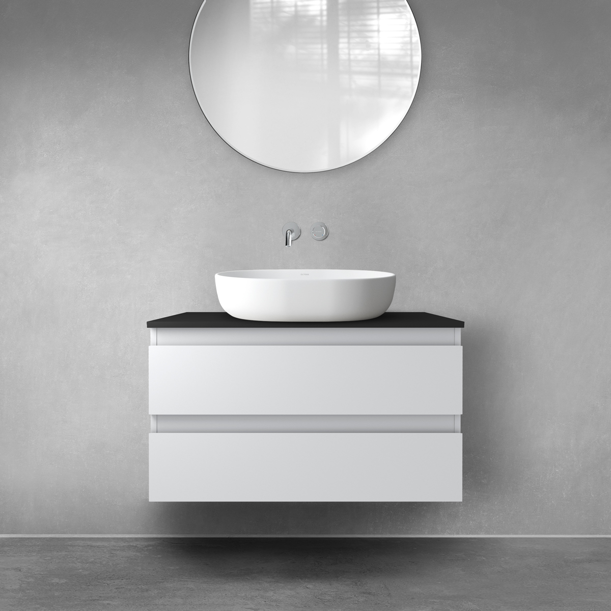 Darmowa Dostawa - Szafka z blatem 80x46.4x48.6 cm podumywalkowa wisząca czarna Oltens Vernal 68119700