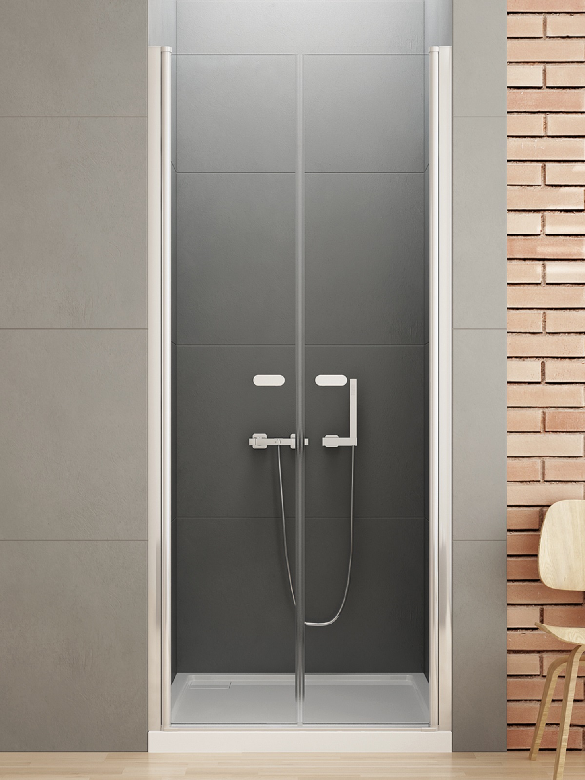 Darmowa Dostawa - Drzwi prysznicowe 80 cm uchylne chrom połysk/szkło przezroczyste New Trendy New Soleo D0124A