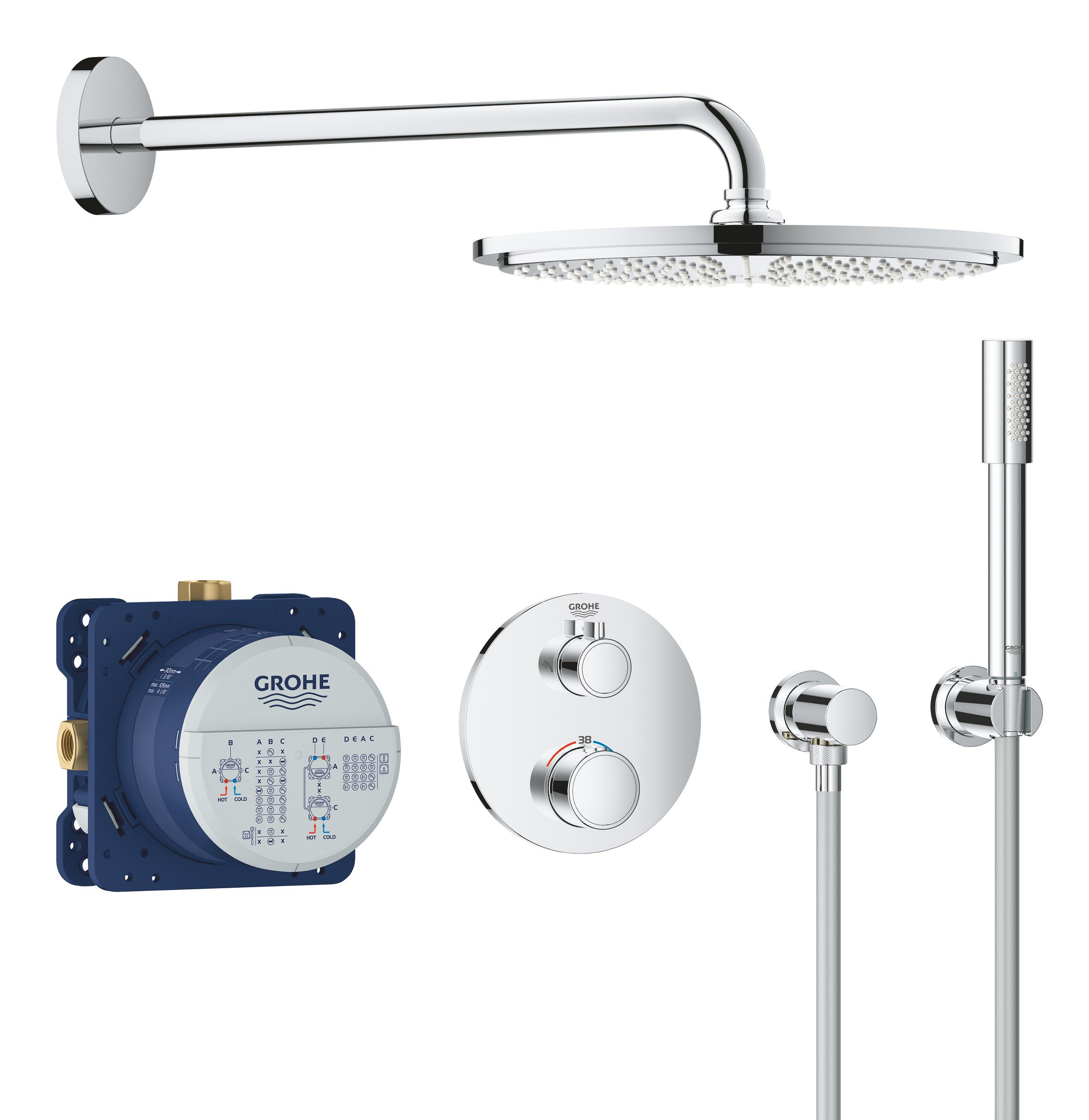 Darmowa Dostawa - Zestaw prysznicowy podtynkowy termostatyczny z deszczownicą starlight chrome Grohe Grohtherm 34731000