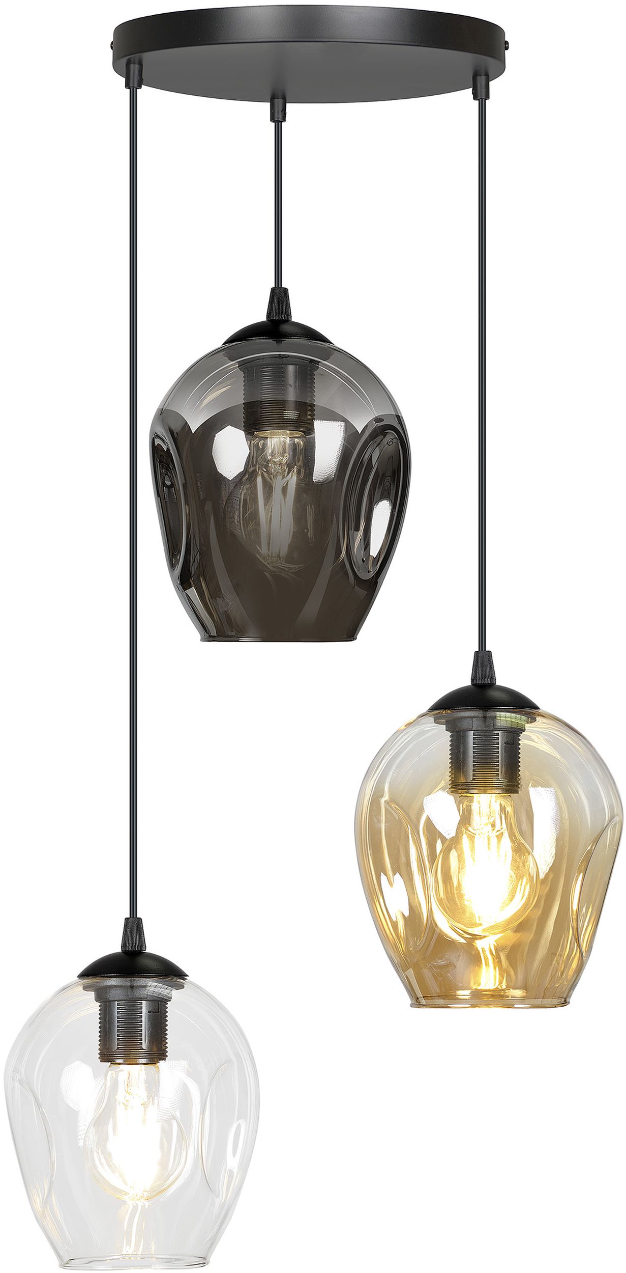 Darmowa Dostawa - Lampa wisząca 3x15 W czarna-przezroczysta-bursztynowa-grafitowa Emibig Istar 6823PREM