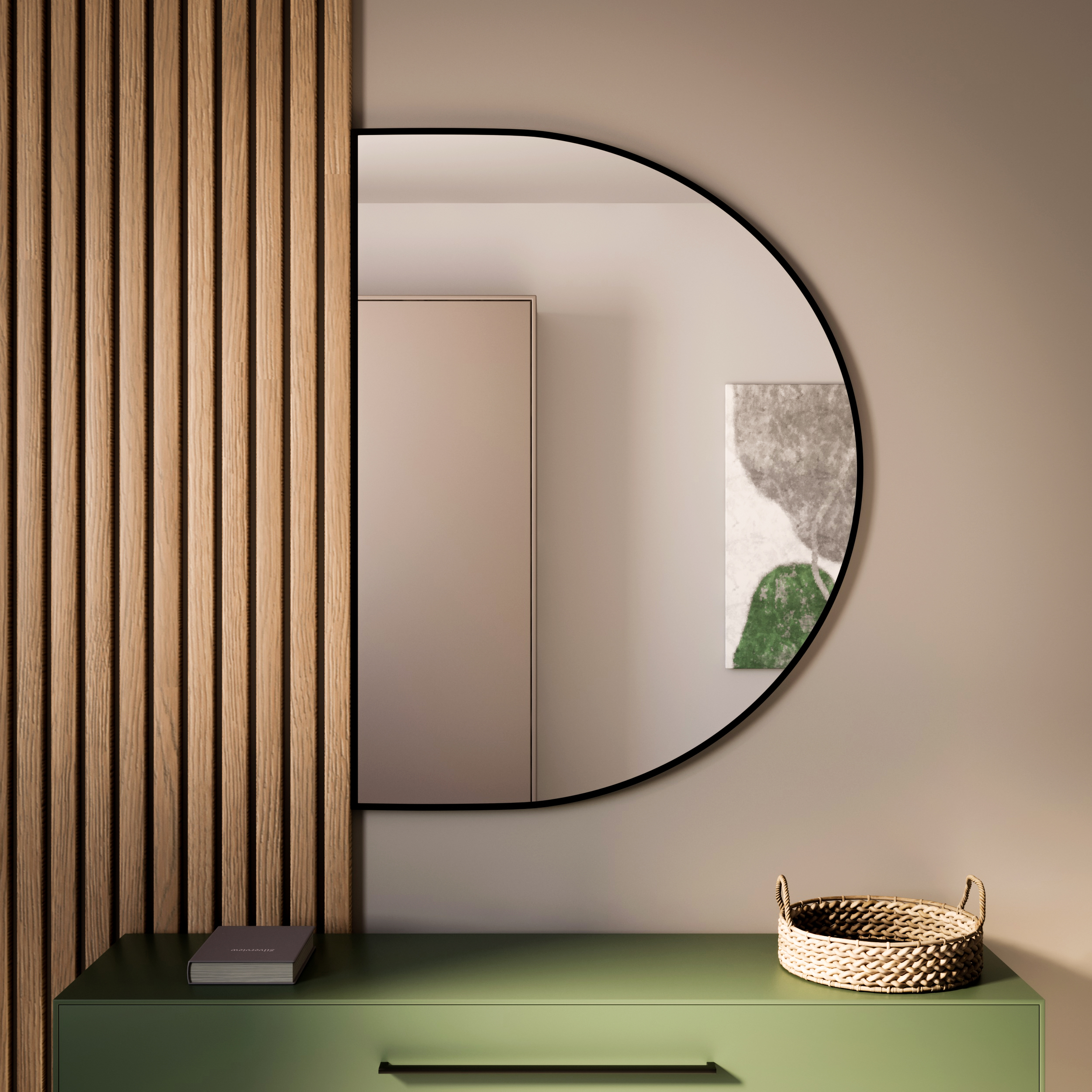 Darmowa Dostawa - Lustro 100x60 cm czarny Baltica Design Tiny Border Semi Round 5904107923611