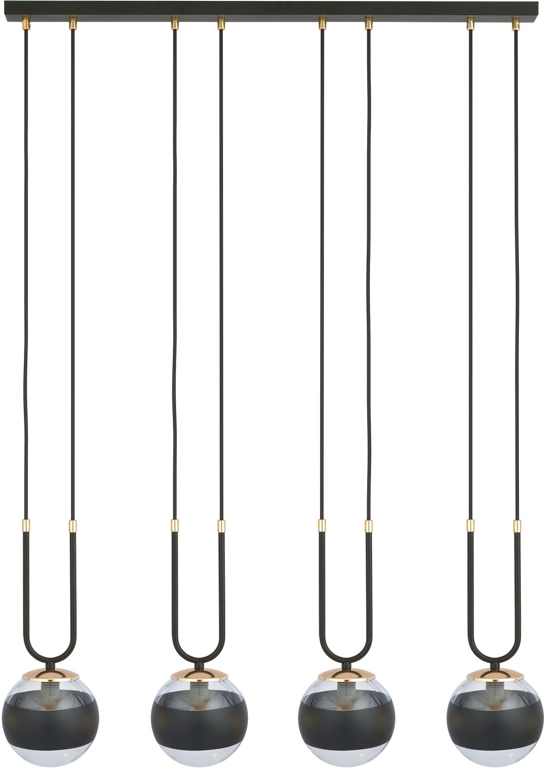 Darmowa Dostawa - Lampa wisząca 4x10 W czarna-przezroczysta Emibig Glam Stripe 11134