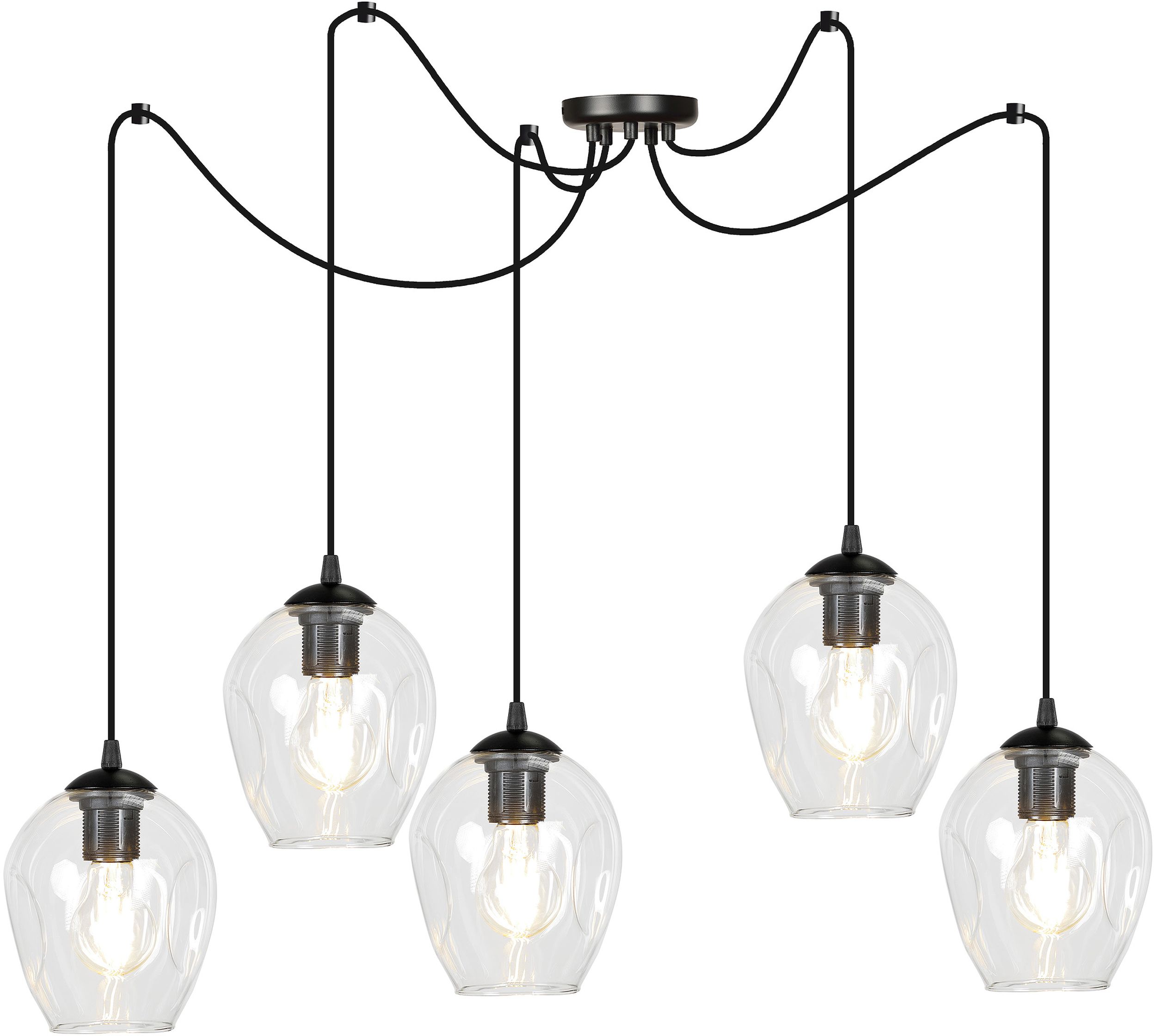 Darmowa Dostawa - Lampa wisząca 5x15 W czarna-przezroczysta Emibig Level 7565
