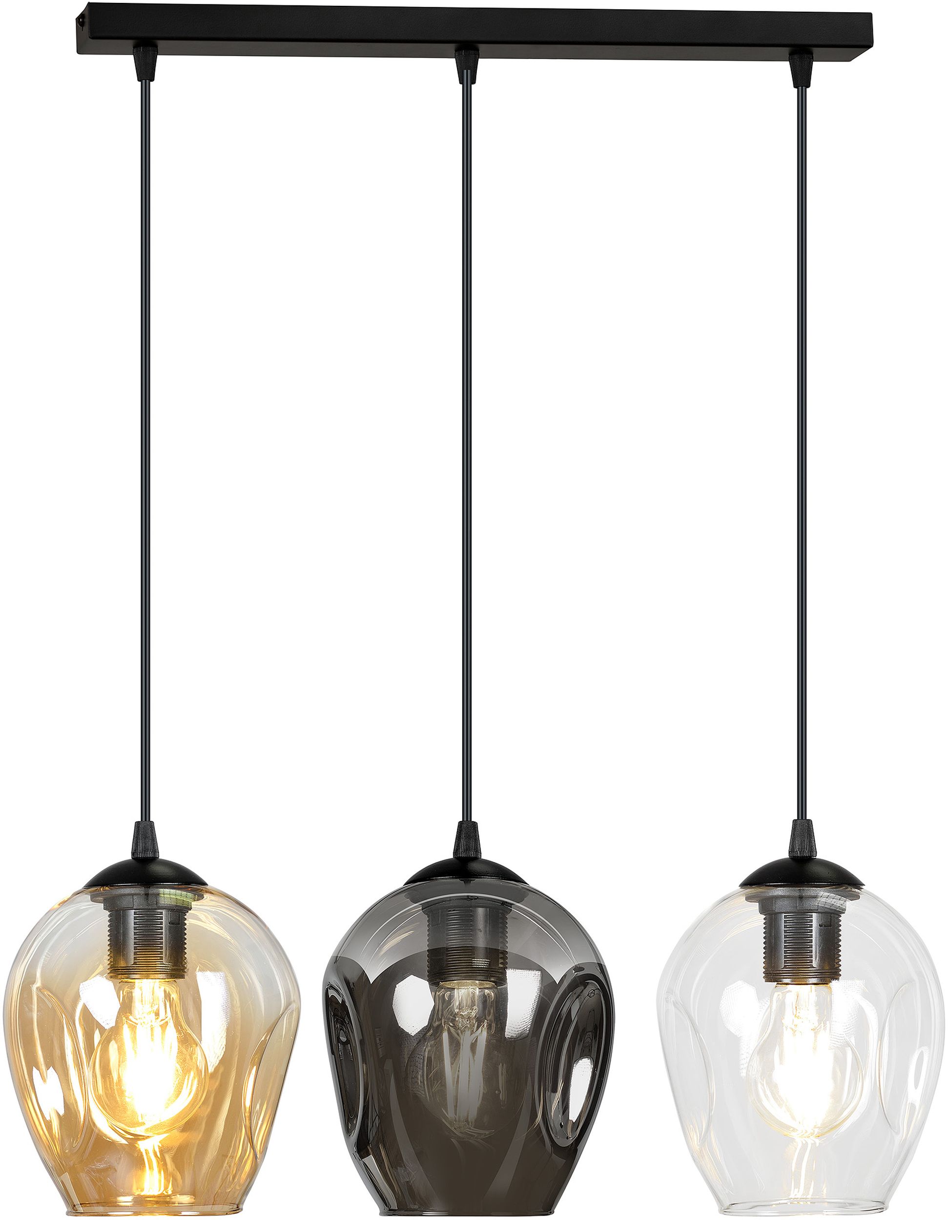 Darmowa Dostawa - Lampa wisząca 3x15 W czarna-przezroczysta-bursztynowa-grafitowa Emibig Istar 6783