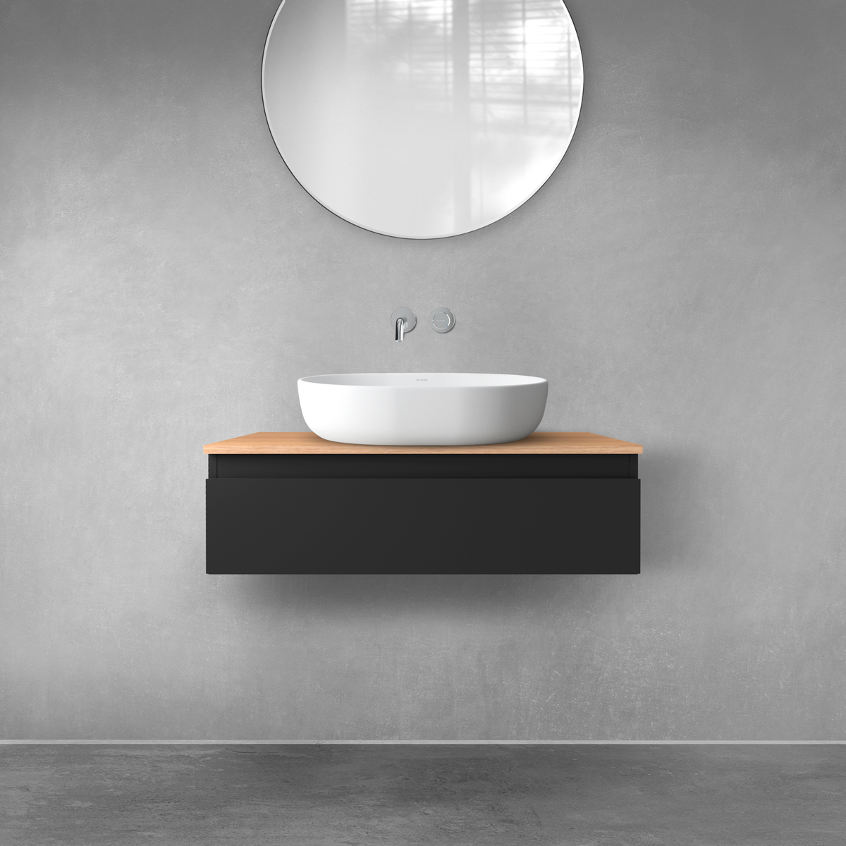 Darmowa Dostawa - Szafka z blatem 80x46.4x25.2 cm podumywalkowa wisząca czarna Oltens Vernal 68108300
