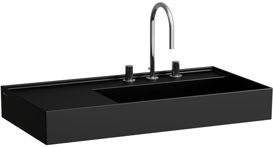 Darmowa Dostawa - Umywalka 90x46 cm prostokątna ścienna czarna Laufen Kartell H8183397161111