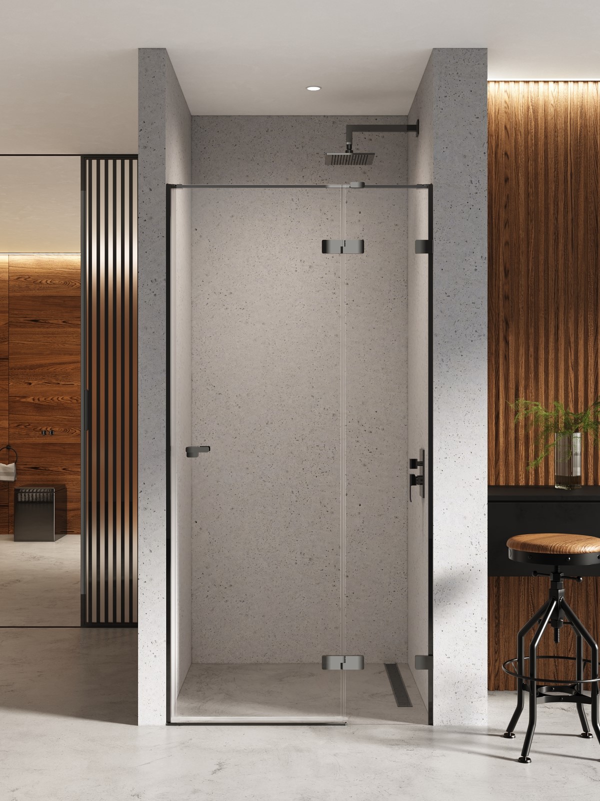 Darmowa Dostawa - Drzwi prysznicowe 80 cm uchylne czarny połysk/szkło przezroczyste New Trendy Eventa Black Chrome EXK6128