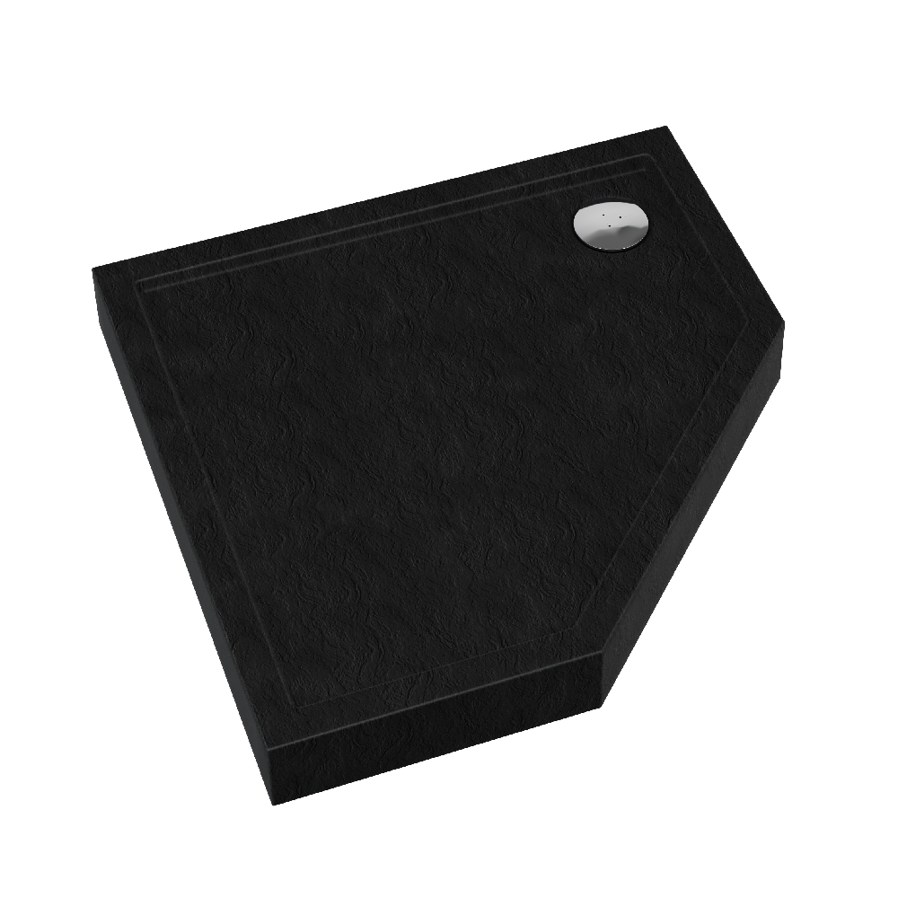Darmowa Dostawa - Brodzik pięciokątny 80x80 cm czarny Schedline Collection Cameron Black Stone 3STC1PK8080CST