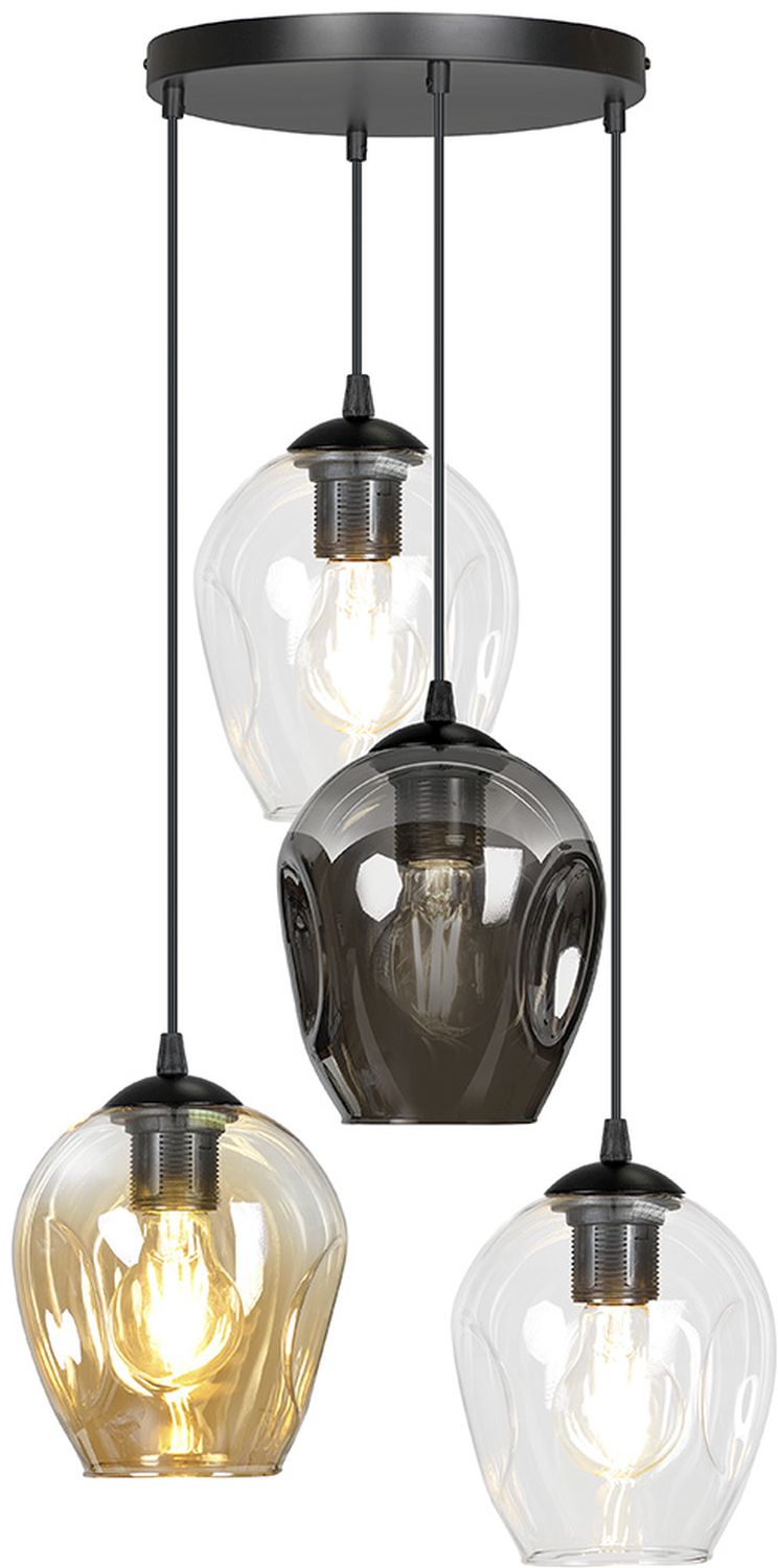 Darmowa Dostawa - Lampa wisząca 4x15 W czarna-przezroczysta-bursztynowa-grafitowa Emibig Istar 6824PREM
