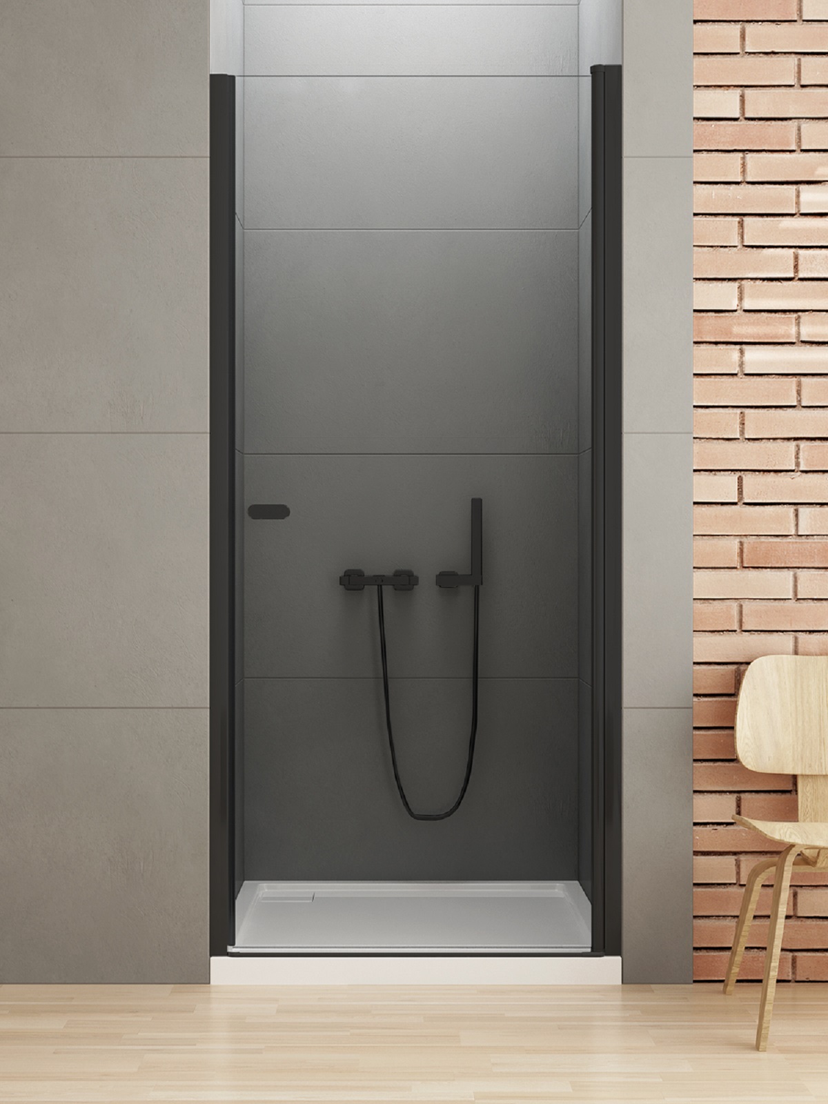Darmowa Dostawa - Drzwi prysznicowe 80 cm uchylne czarny mat/szkło przezroczyste New Trendy New Soleo Black D0210A