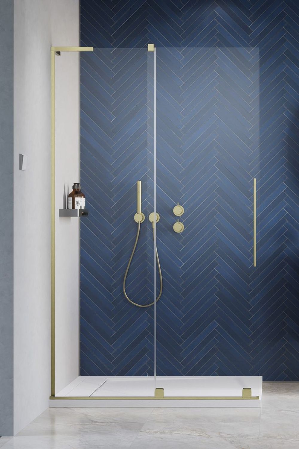 Darmowa Dostawa - Drzwi prysznicowe 100 cm rozsuwane Radaway Furo SL Brushed Gold Walk-In 103065389901L/101104940101