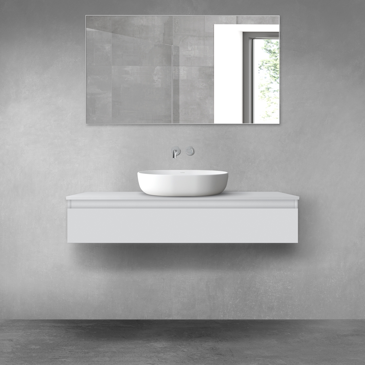 Darmowa Dostawa - Szafka z blatem 120x46.4x25.2 cm podumywalkowa wisząca szara Oltens Vernal 68128700