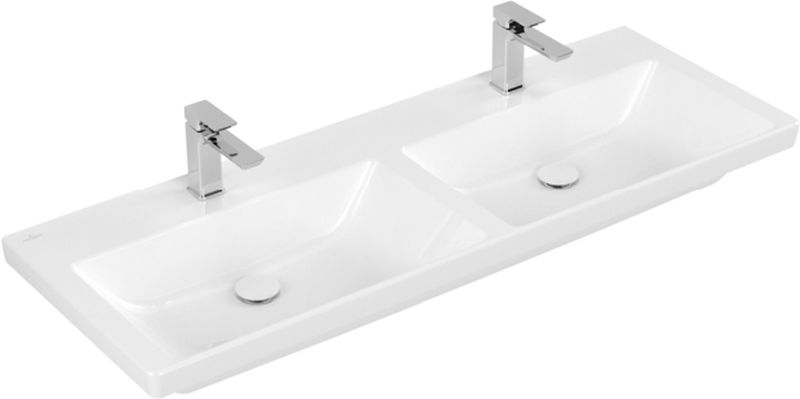Darmowa Dostawa - Umywalka 130x47 cm prostokątna ścienna-podwójna biała Villeroy & Boch Subway 3.0 4A71D101