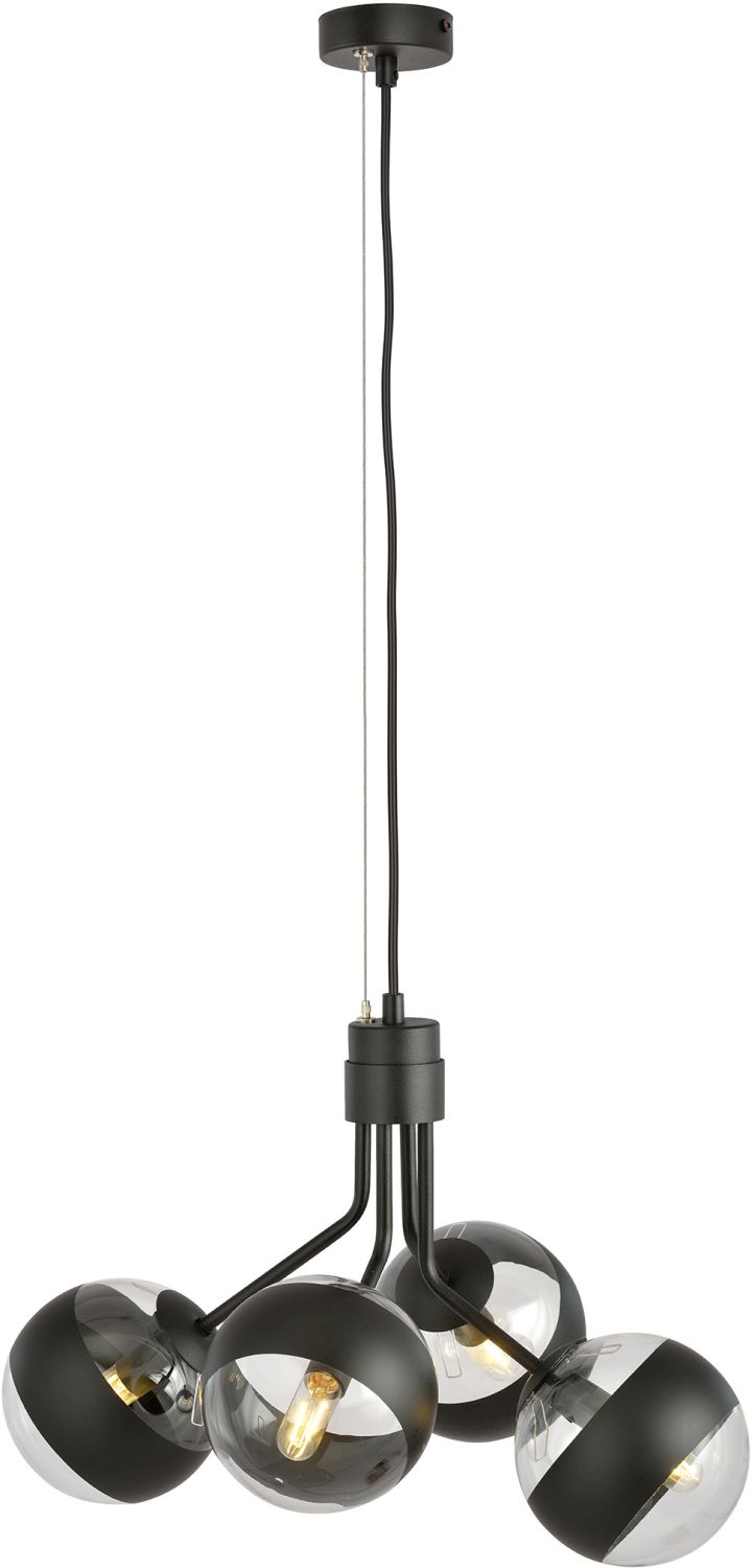 Darmowa Dostawa - Lampa wisząca 4x10 W czarna-przezroczysta Emibig Nova Stripe 11394