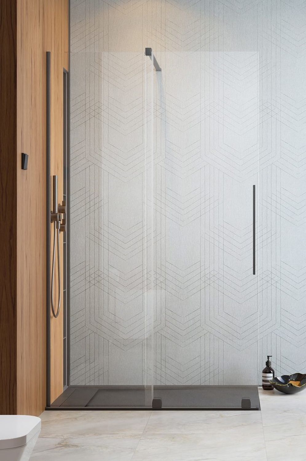 Darmowa Dostawa - Drzwi prysznicowe 130 cm rozsuwane Radaway Furo Brushed Gunmetal Walk-In 101066889201L/101106440101
