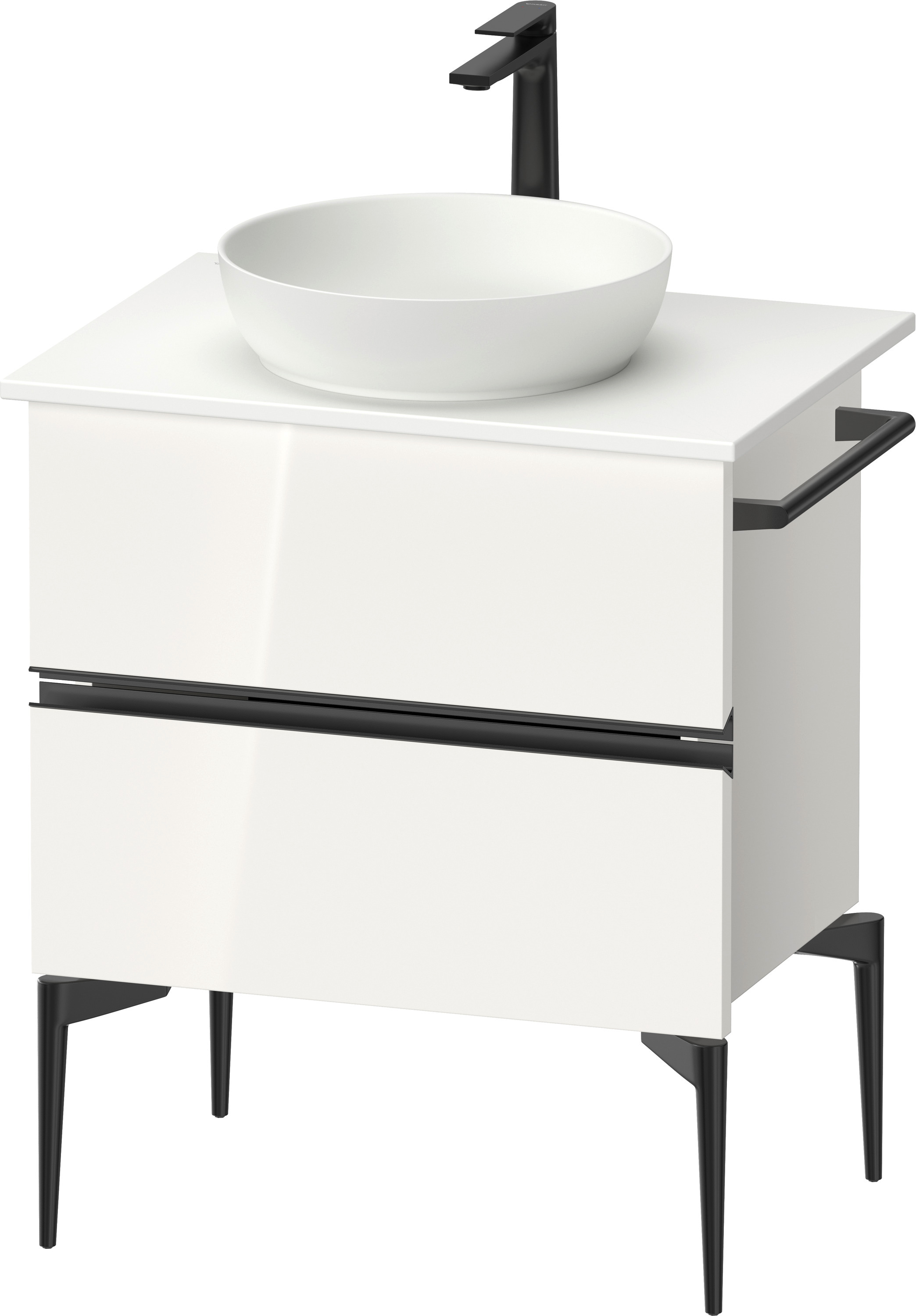 Darmowa Dostawa - Szafka 64.5x47.5x54.8 cm podumywalkowa wisząca biała-czarna Duravit Sivida SV46570BD220000