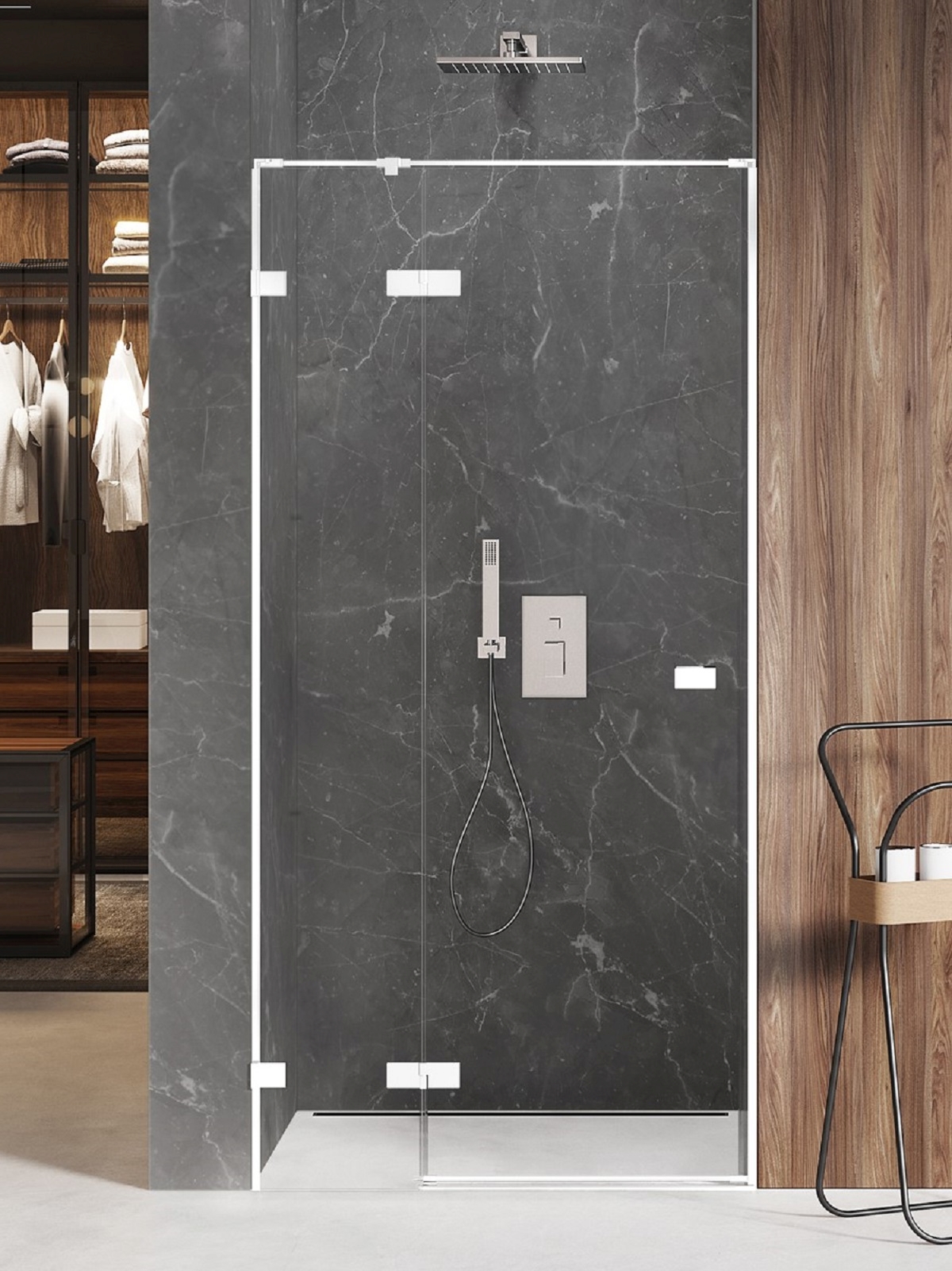 Darmowa Dostawa - Drzwi prysznicowe 80 cm uchylne biały mat/szkło przezroczyste New Trendy Avexa White EXK2687