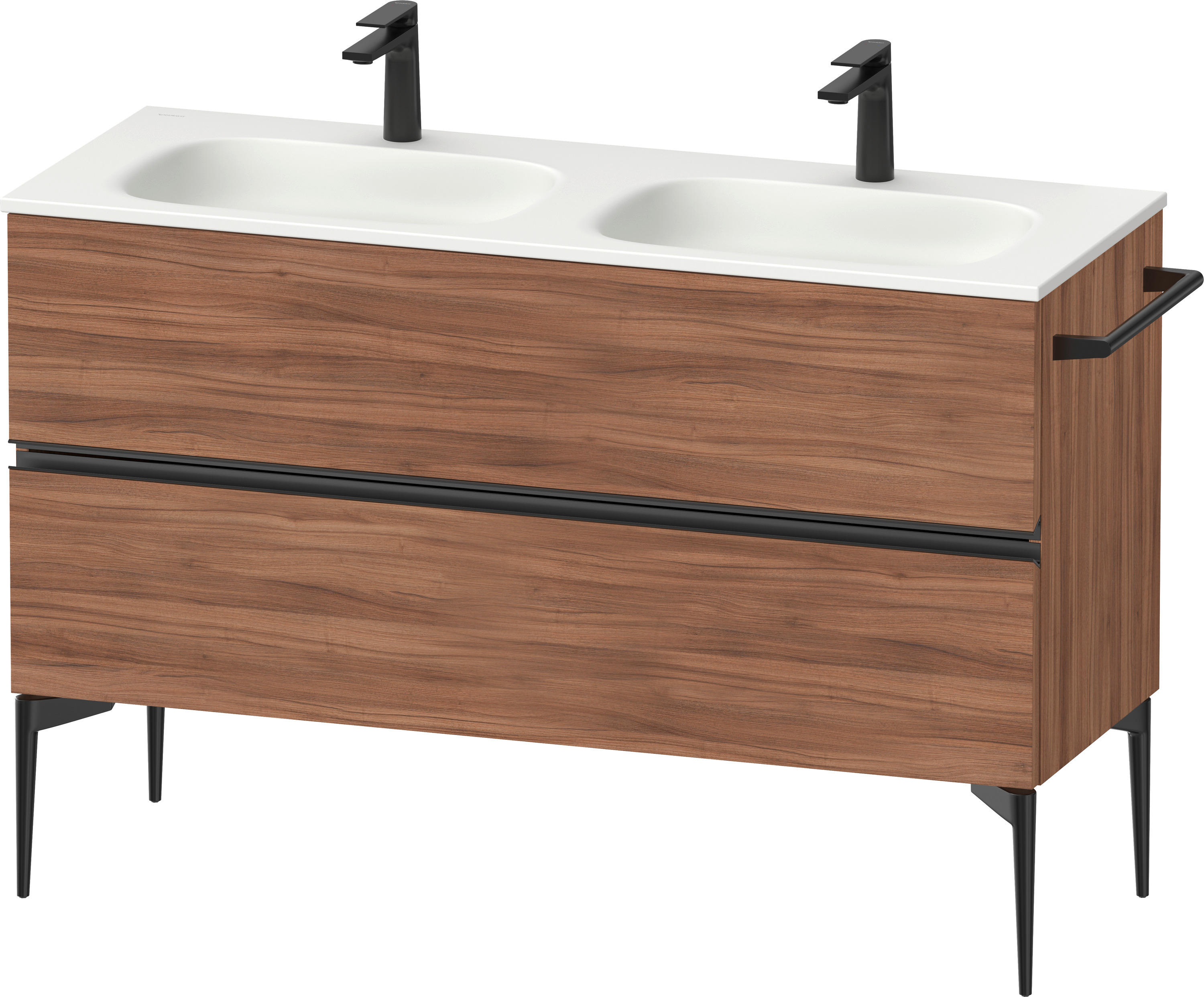 Darmowa Dostawa - Szafka 128x47.7x59.2 cm podumywalkowa wisząca czarna-orzech Duravit Sivida SV46540BD790000