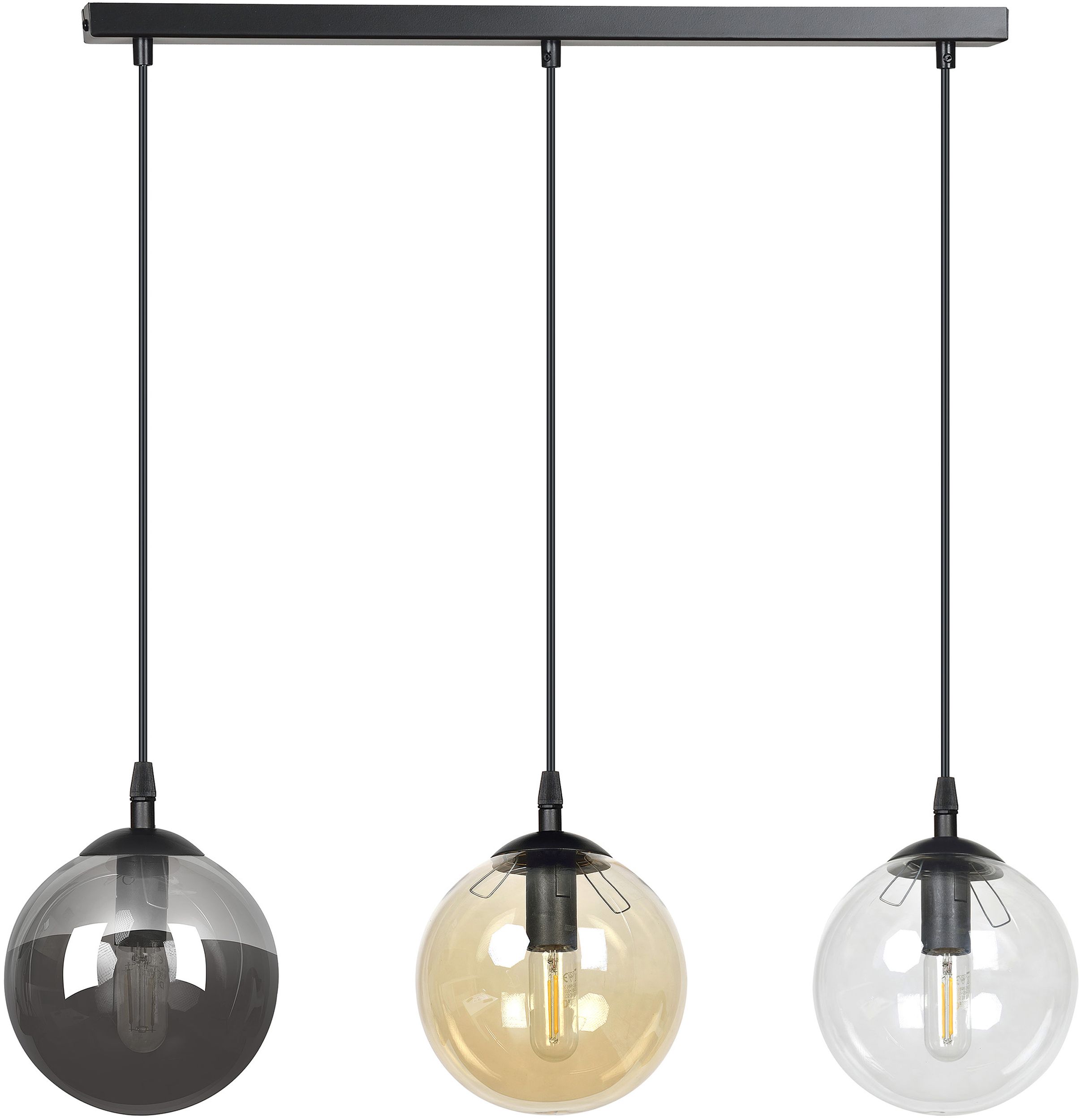 Darmowa Dostawa - Lampa wisząca 3x10 W czarna-przezroczysta-bursztynowa-grafitowa Emibig Cosmo 7143