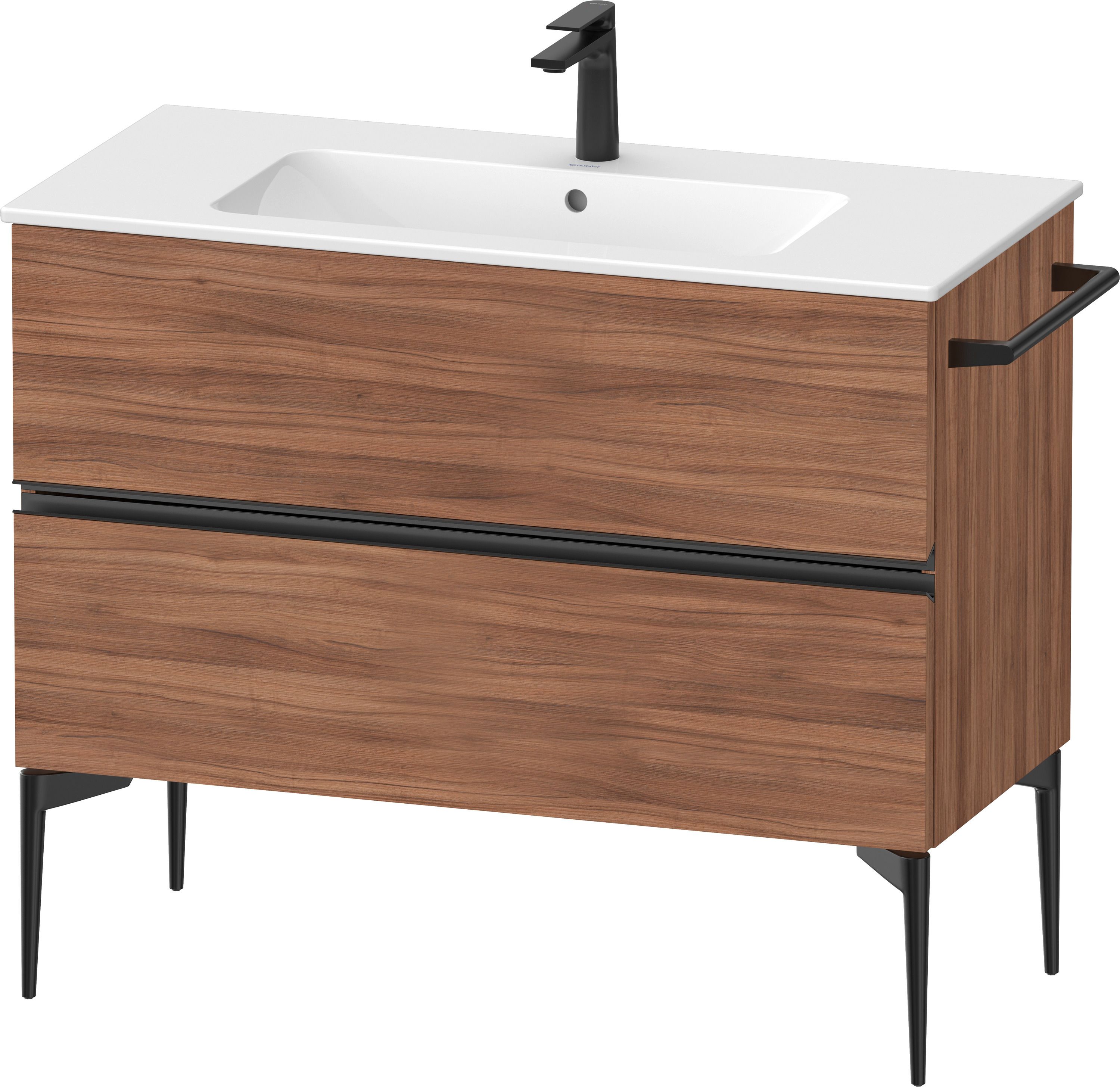 Darmowa Dostawa - Szafka 101x47.7x59.1 cm podumywalkowa wisząca czarna-orzech Duravit Sivida SV46450BD790000