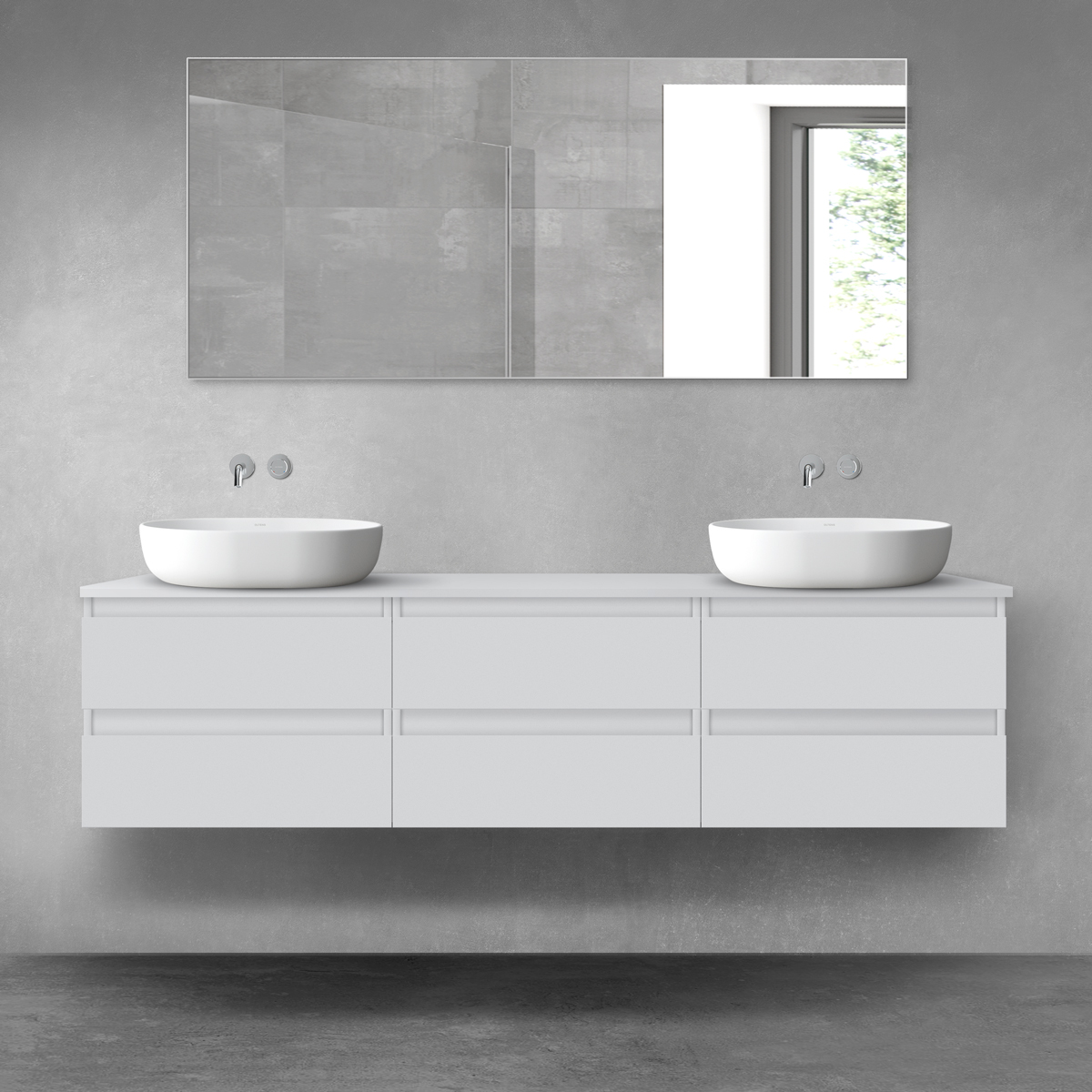 Darmowa Dostawa - Zestaw mebli łazienkowych 180x46.4x48.6 cm podumywalkowa wisząca szara Oltens Vernal 68489700
