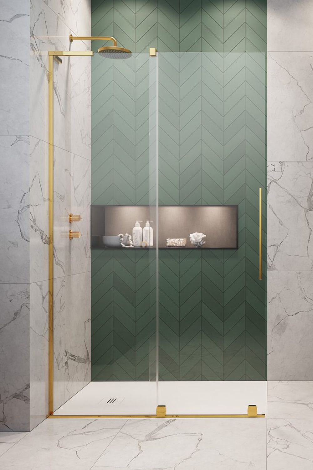 Darmowa Dostawa - Drzwi prysznicowe 100 cm rozsuwane Radaway Furo SL Gold Walk-In 103065380901L/101104940101