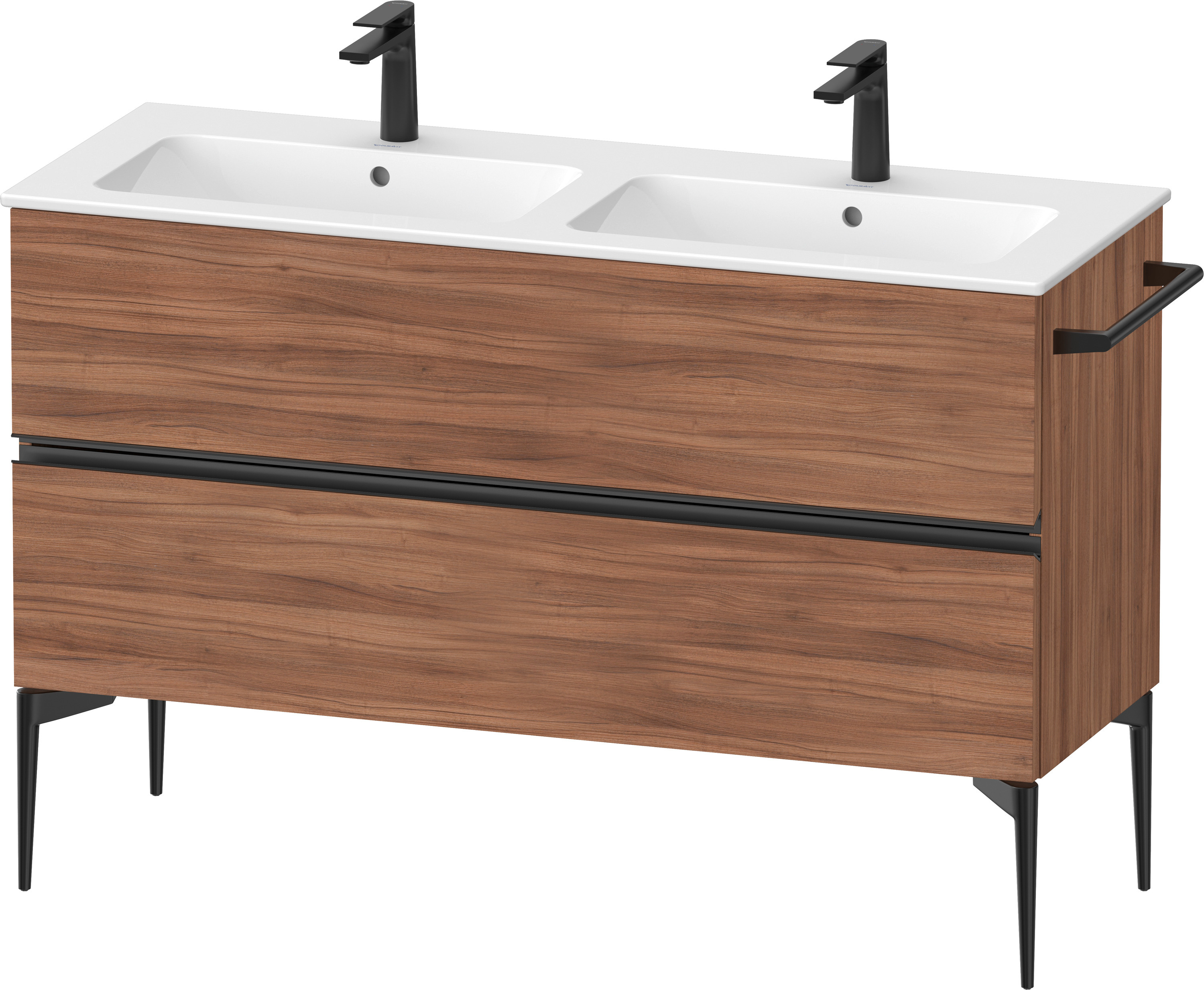 Darmowa Dostawa - Szafka 128x47.7x59.1 cm podumywalkowa wisząca czarna-orzech Duravit Sivida SV46470BD790000