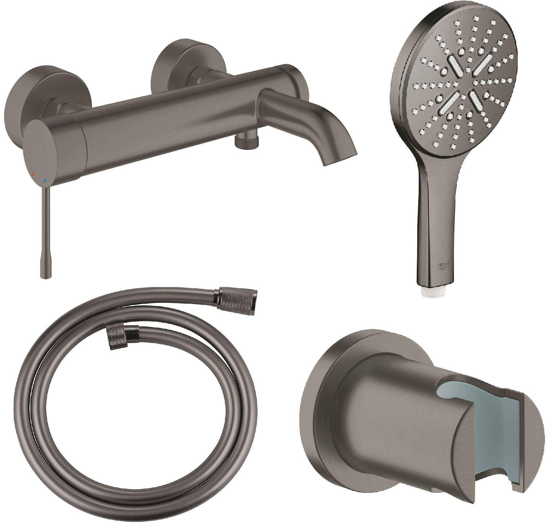 Darmowa Dostawa - Zestaw wannowo-prysznicowy ścienny brushed hard graphite Grohe Essence abset8909